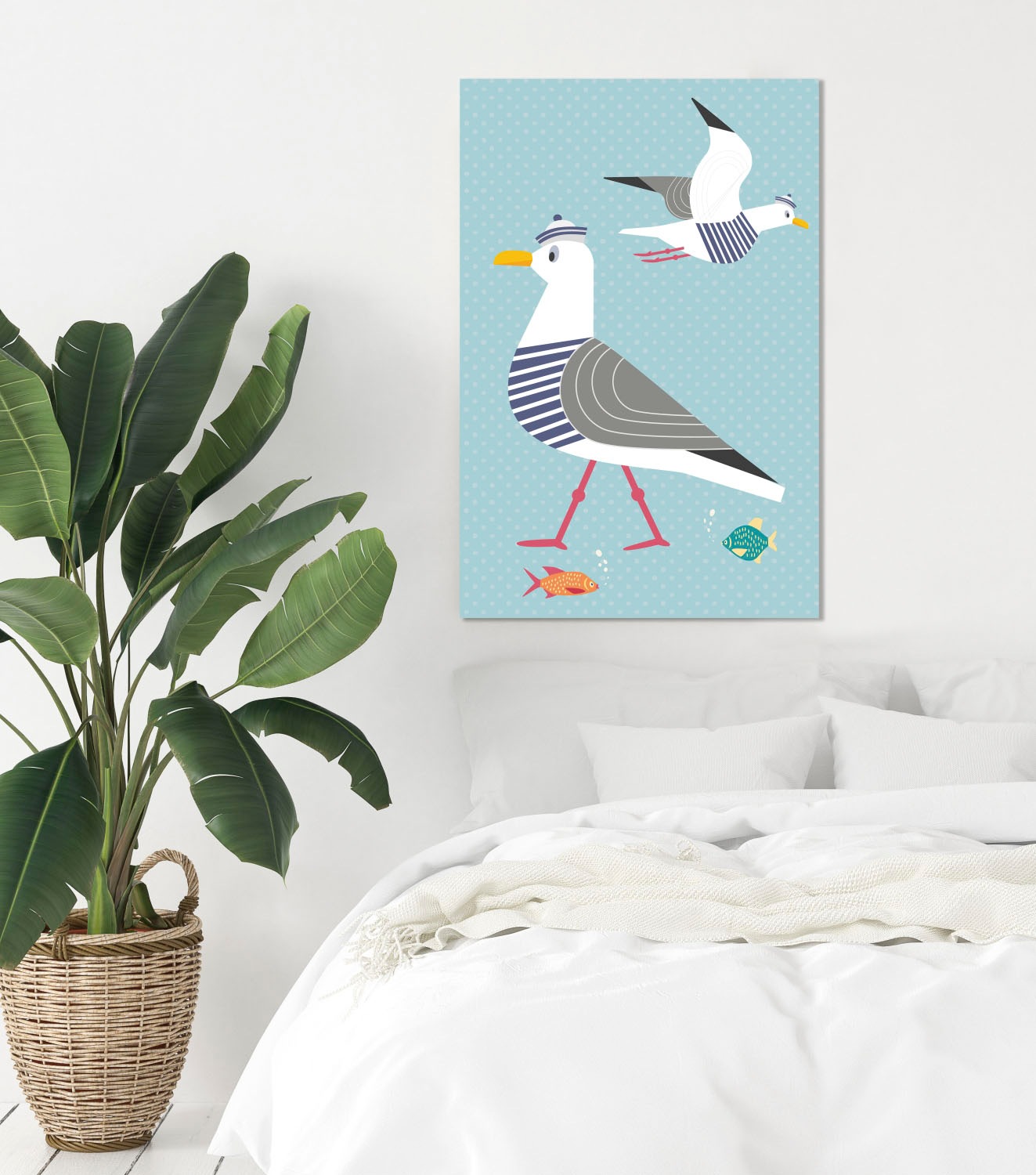queence Acrylglasbild »Möwen und Fische« Strand | Strandbilder | Vogelbilder | Vögel | Wassertiere Fine Art-Print in Galeriequalität