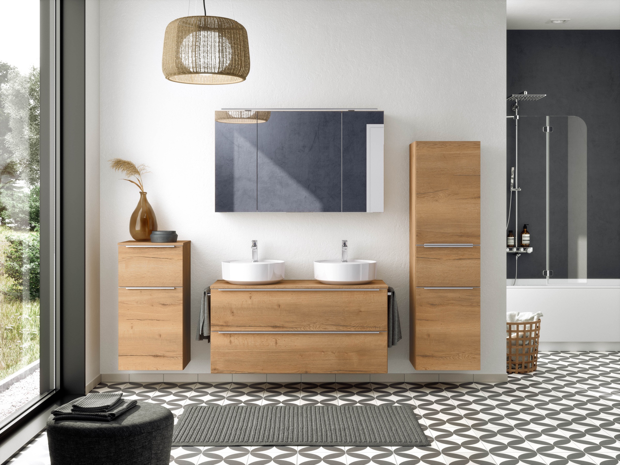 nobilia® Waschtisch-Set »Alvene« mit Doppelwaschplatz, vormontiert, mit Sof günstig online kaufen