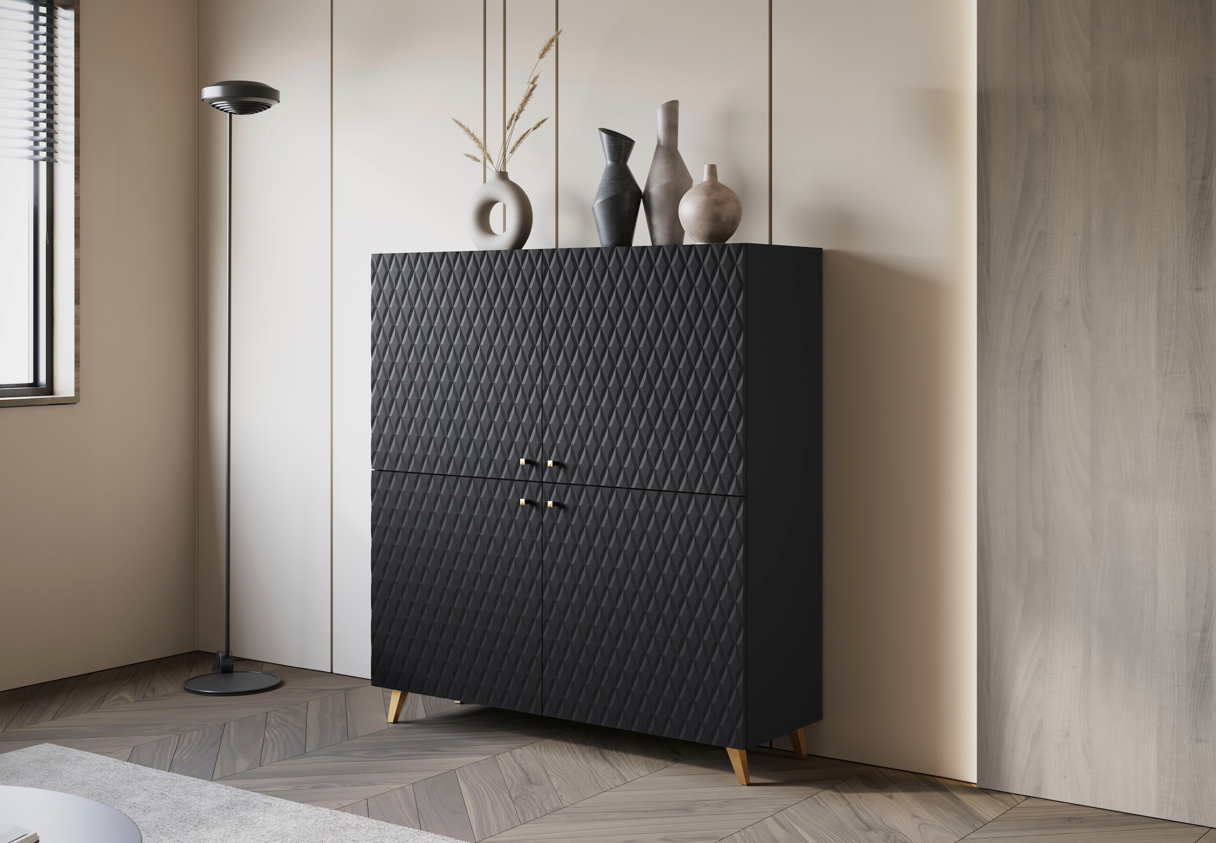 INOSIGN Highboard »HIGHBOARD PHUKET«, (1 St.), moderne Kommode mit 4 Türen und 8 Fächern, Breite 120 cm