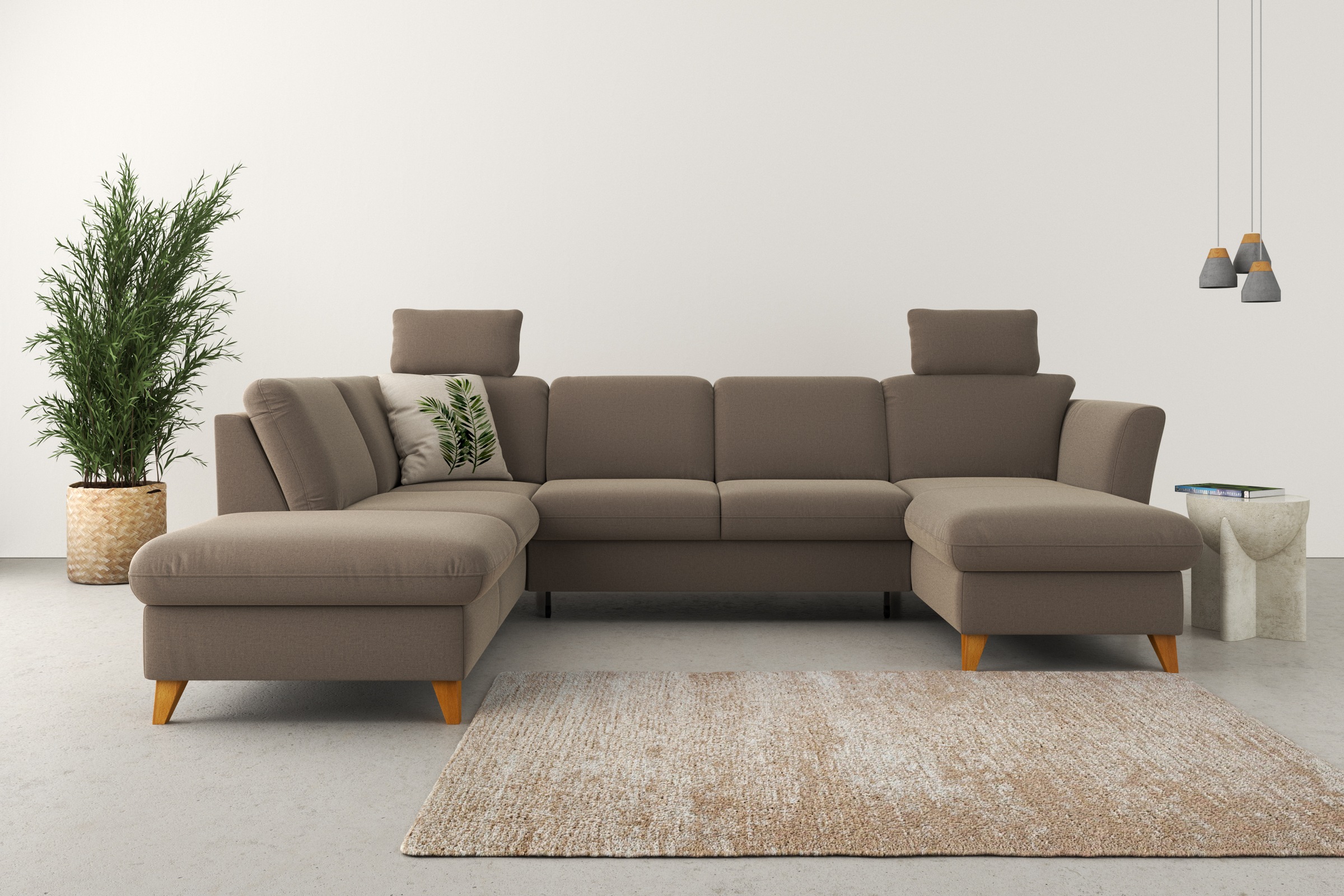 Home affaire Wohnlandschaft »Trelleborg U-Form«, Federkern-Polsterung, wahlweise mit Bettfunktion und Stauraum