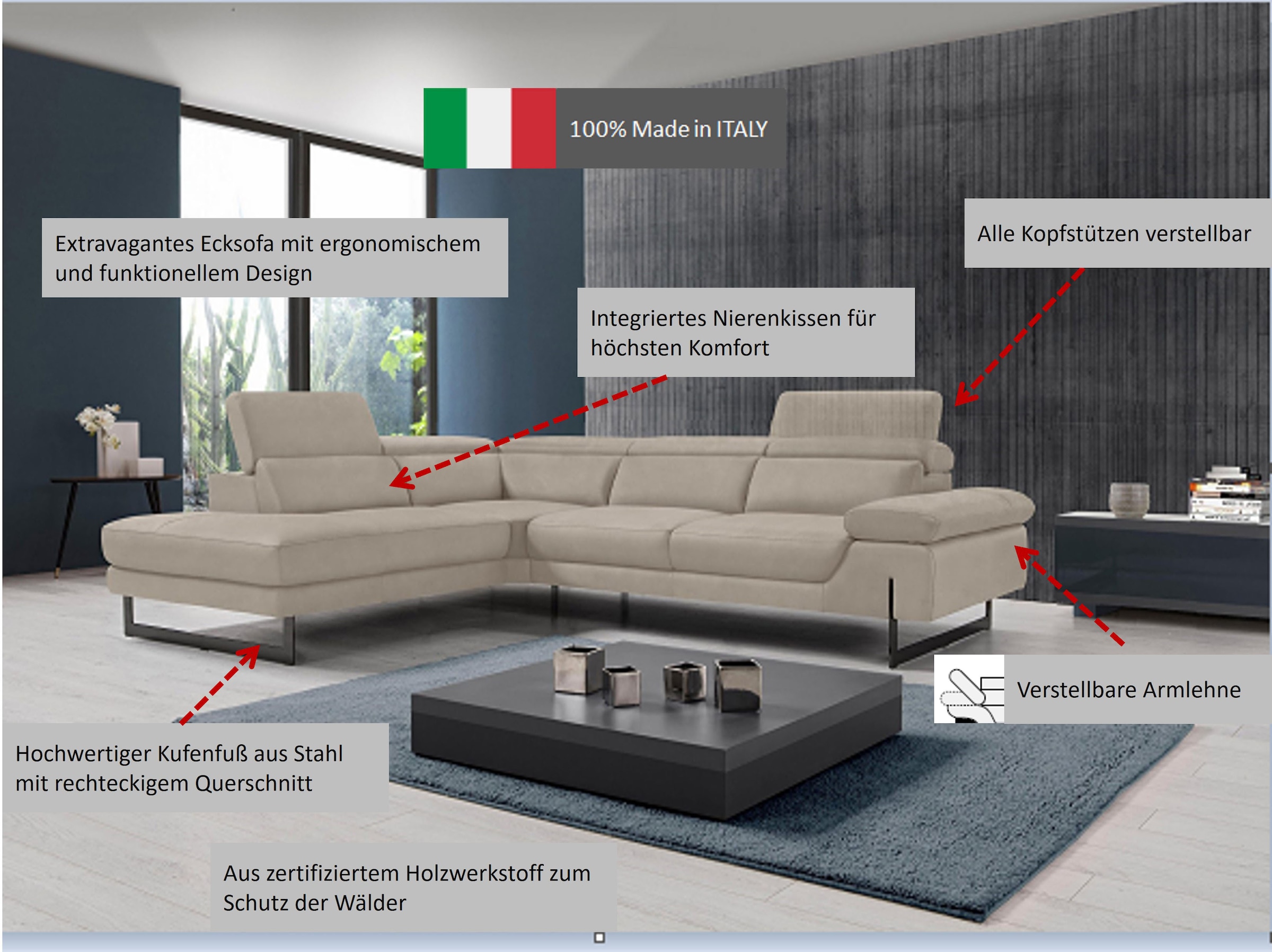 Egoitaliano Ecksofa »Queenie, extravagantes Sofa mit erstklassigem Sitzkomf günstig online kaufen