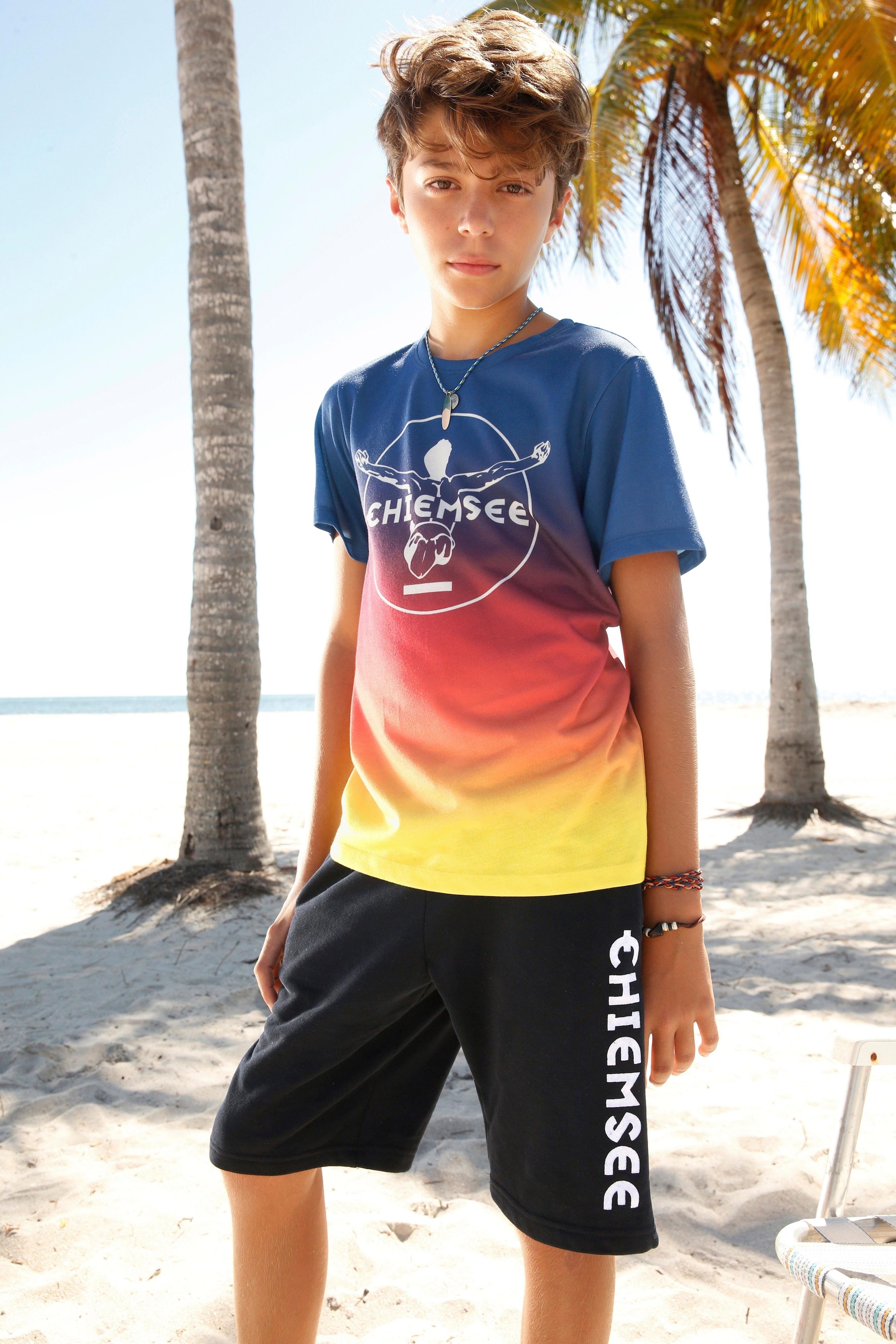 Druck vorn Chiemsee mit im T-Shirt, Farbverlauf