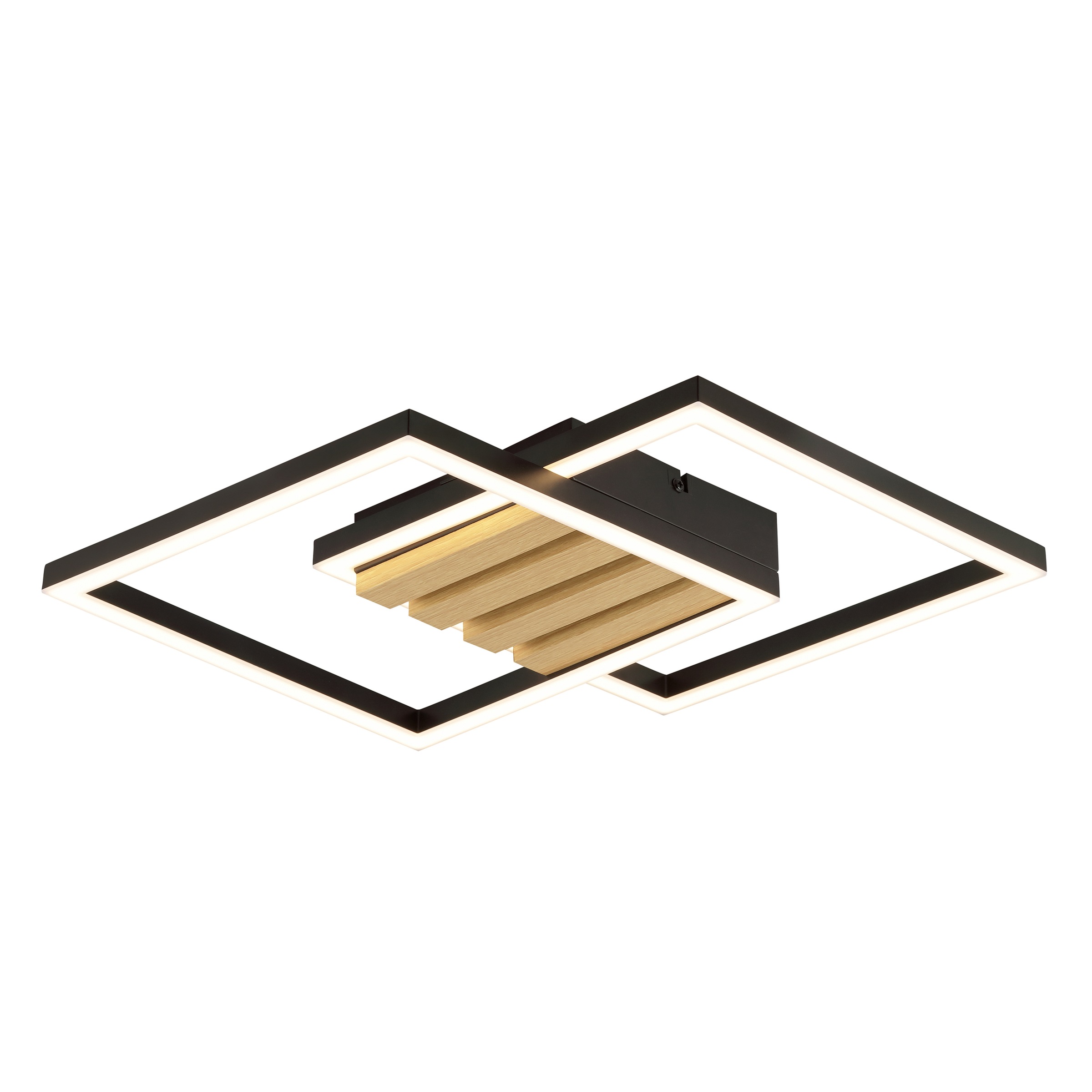 Brilliant LED Deckenleuchte »Kaleo« LED-Modul 1 Stk. Warmweiß 37,5 x 37,5 cm, 3400 lm, 3000K, schwarz, Holzdekor