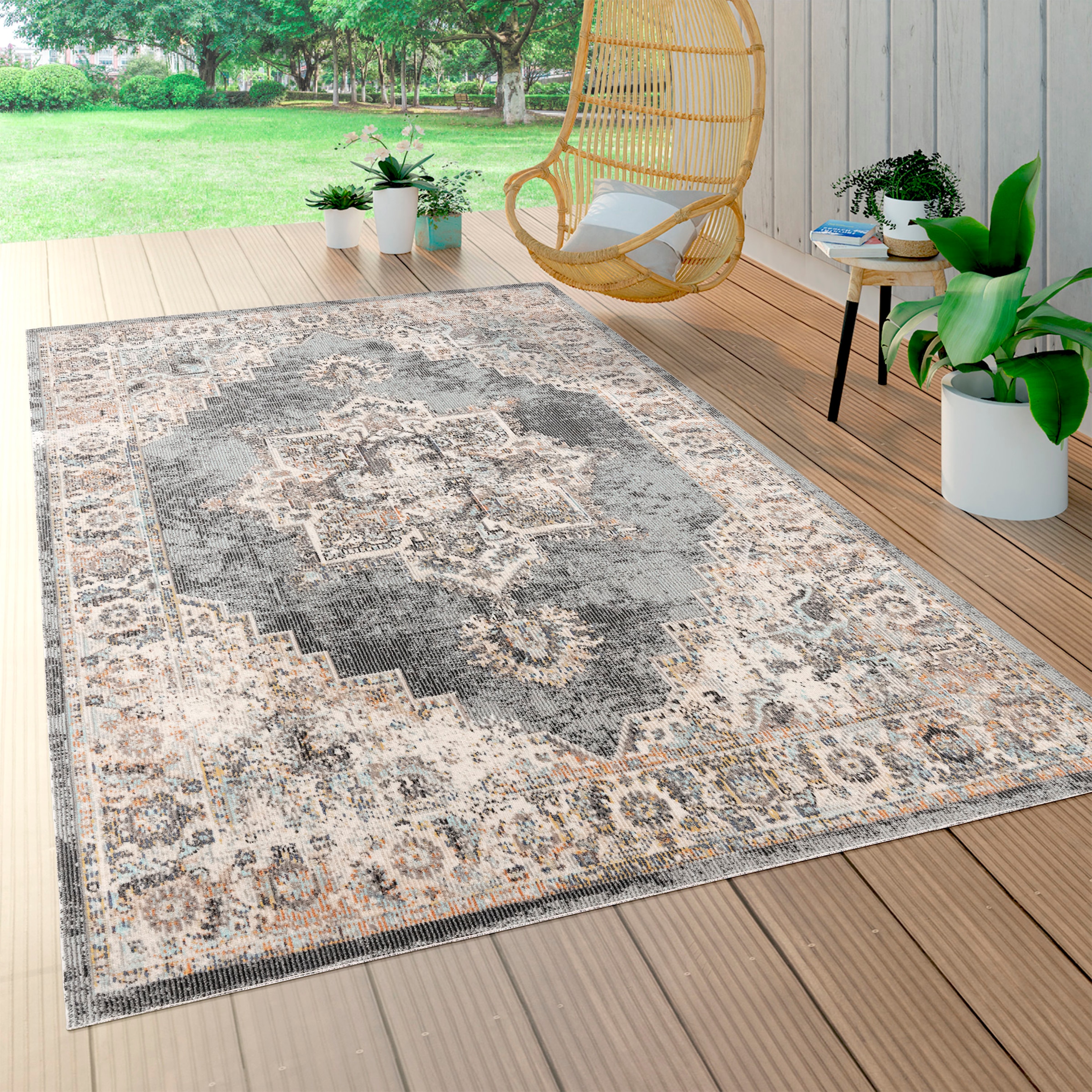 Paco Home Teppich »Torres 275«, rechteckig, 8 mm Höhe, Kurzflor, moderne Orient Optik, Used-Look, In- und Outdoor geeignet