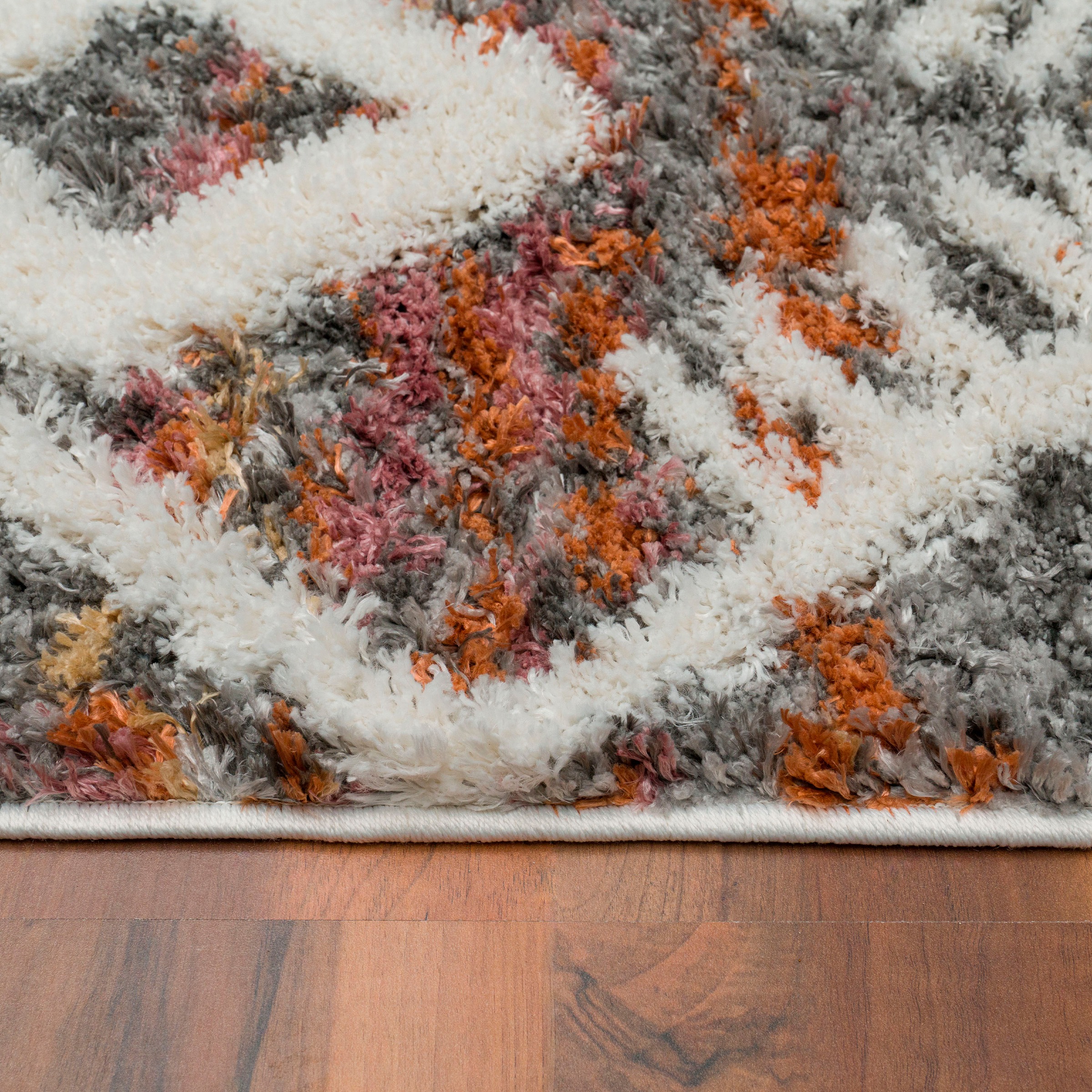 Paco Home Hochflor-Teppich »Monza 654«, rechteckig, 34 mm Höhe, meliert, Rauten Muster, 3D-Effekt, mit Fransen