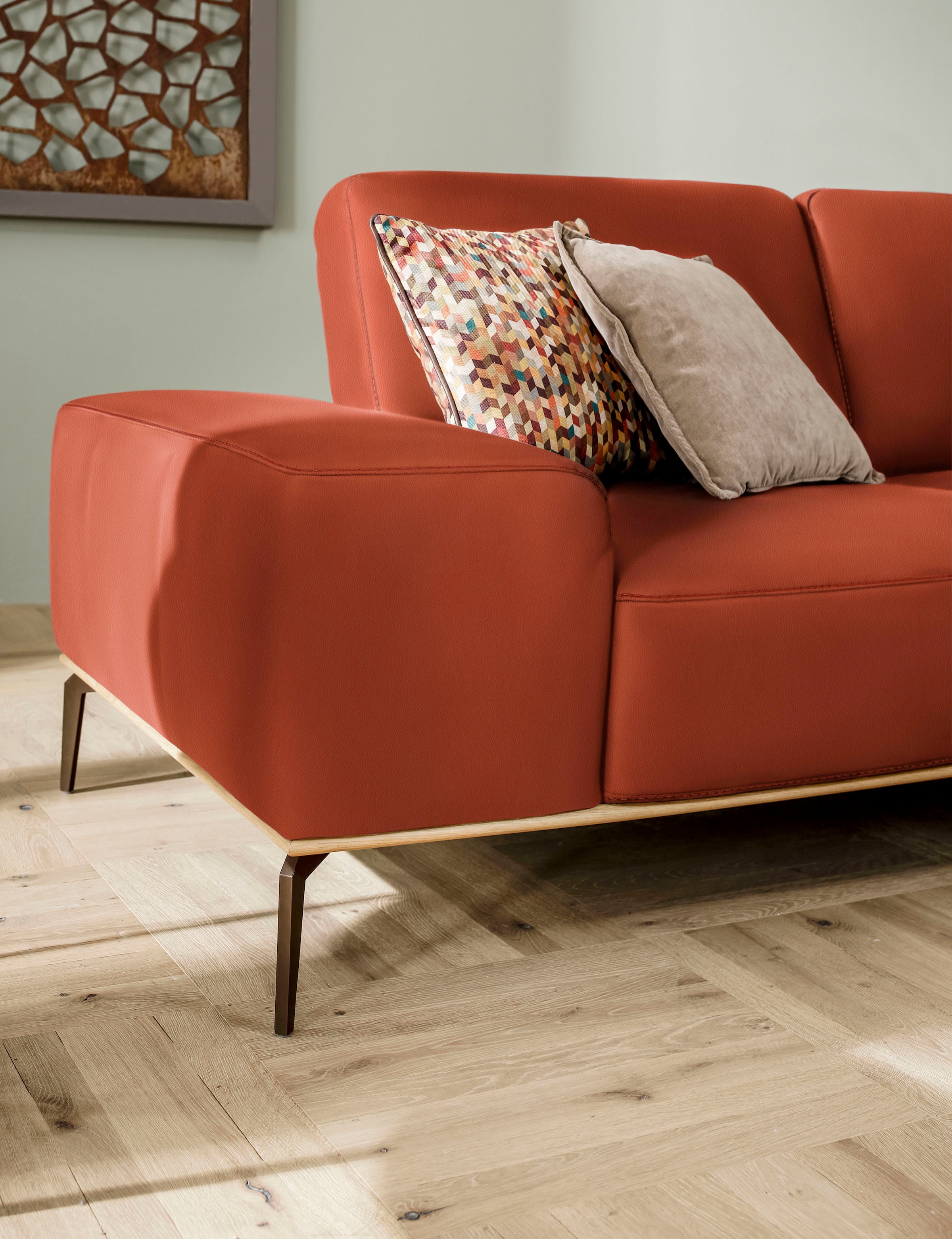 W.SCHILLIG Ecksofa »run, Designsofa mit tollem Sitzkomfort, L-Form«, mit Holzsockel, Füße in Bronze pulverbeschichtet, Breite 299 cm