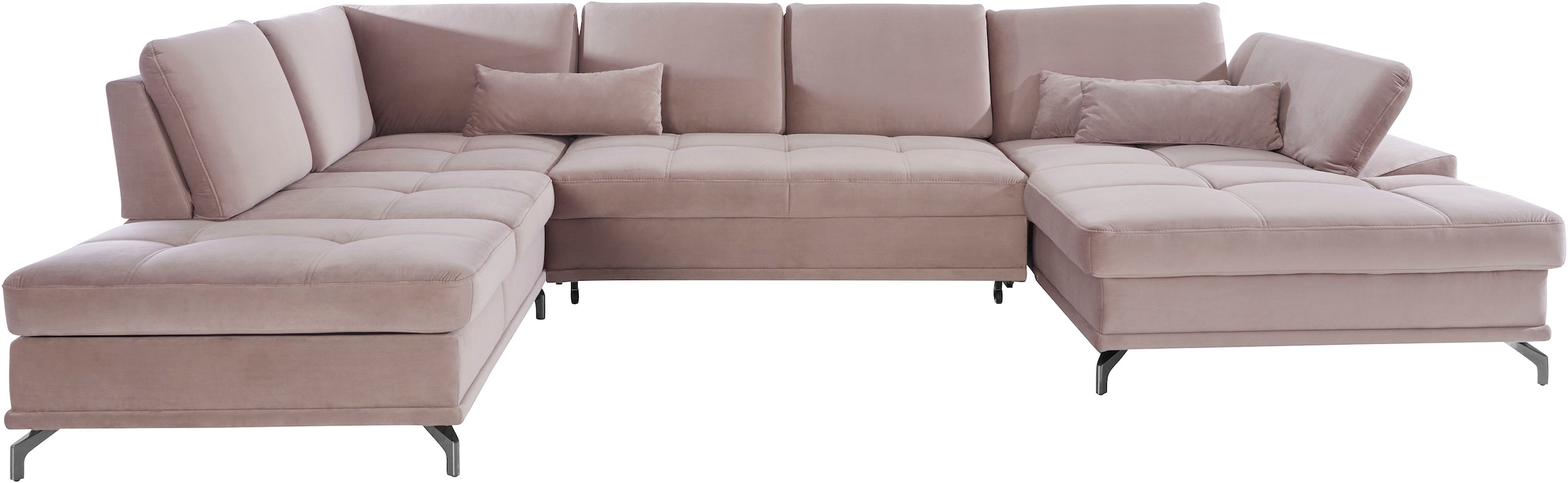 Places of Style Wohnlandschaft »Costello U-Form, B: 363 cm mit Sitztiefen-, Armteilverstellung &«, 3 Nierenkissen, optional Bettfunktion & Bettkasten