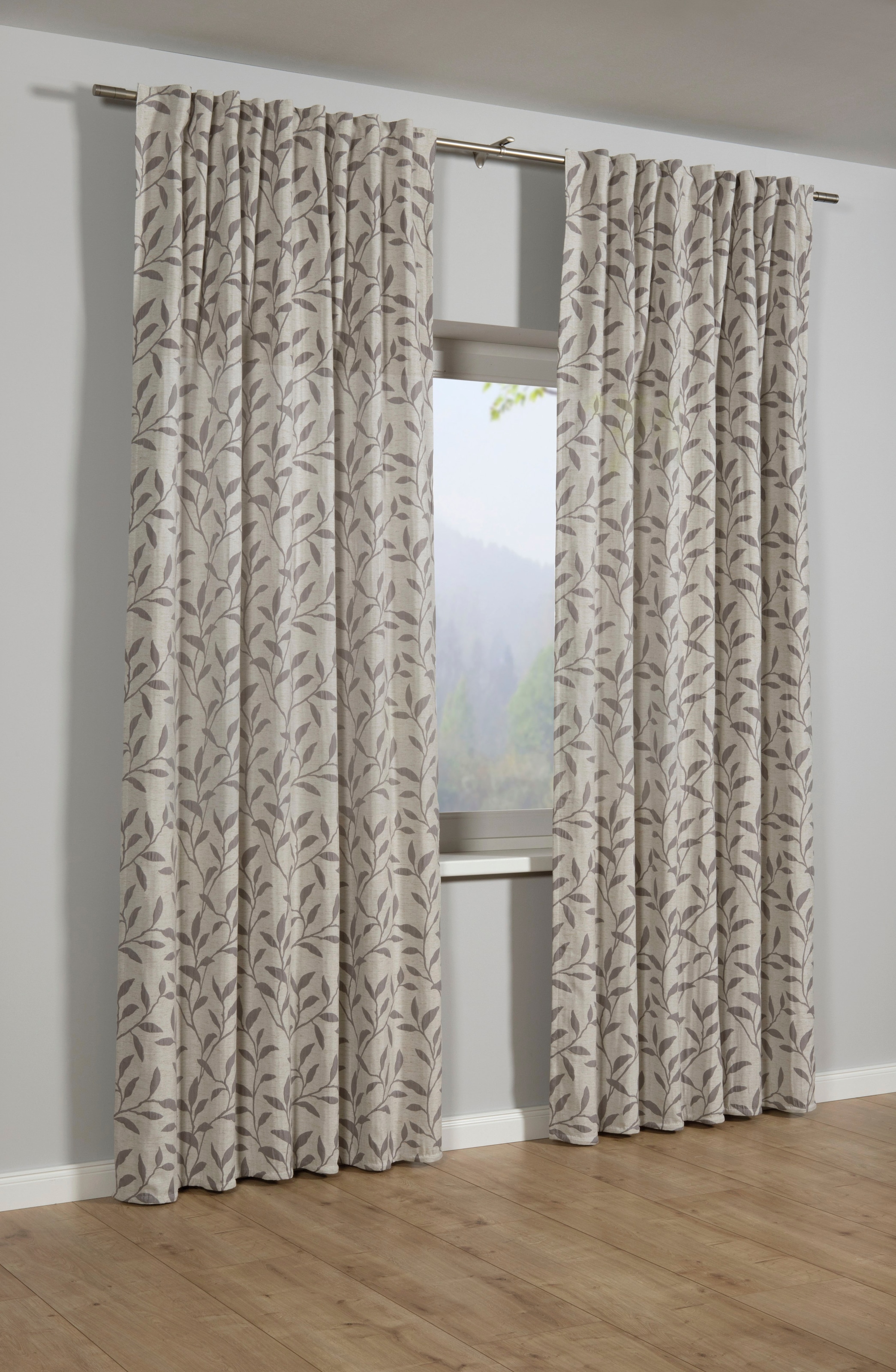 GARDINIA Gardine »Schal mit Gardinenband, Jacquard Ranke«, (1 St.), blickdicht, Polyester,...