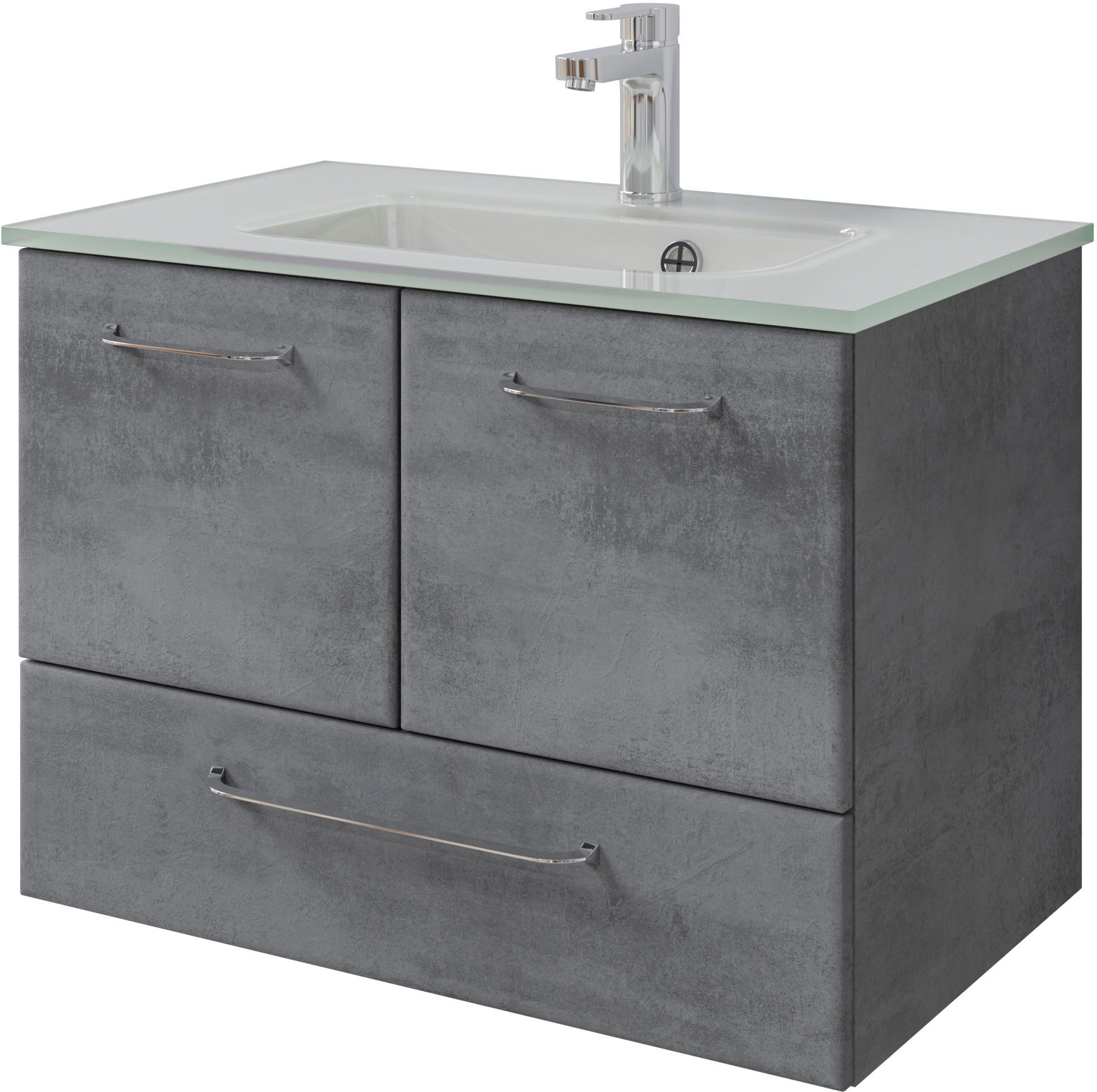 Saphir Badmöbel-Set »Quickset 945 Glas-Waschtisch mit Unterschrank, 74 cm b günstig online kaufen