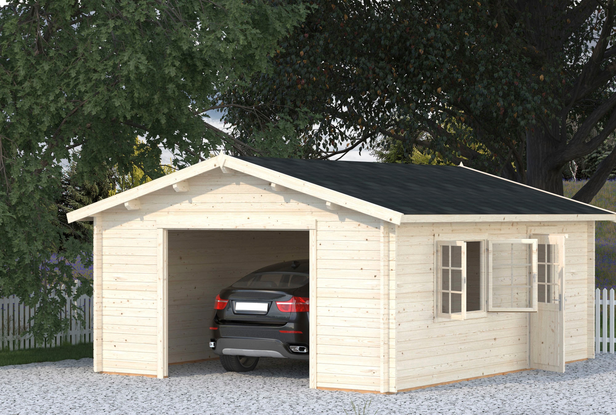 Palmako Garage »Irene/Roger«, BxTxH: 514x598x287 cm, ohne Tor, naturbelassen