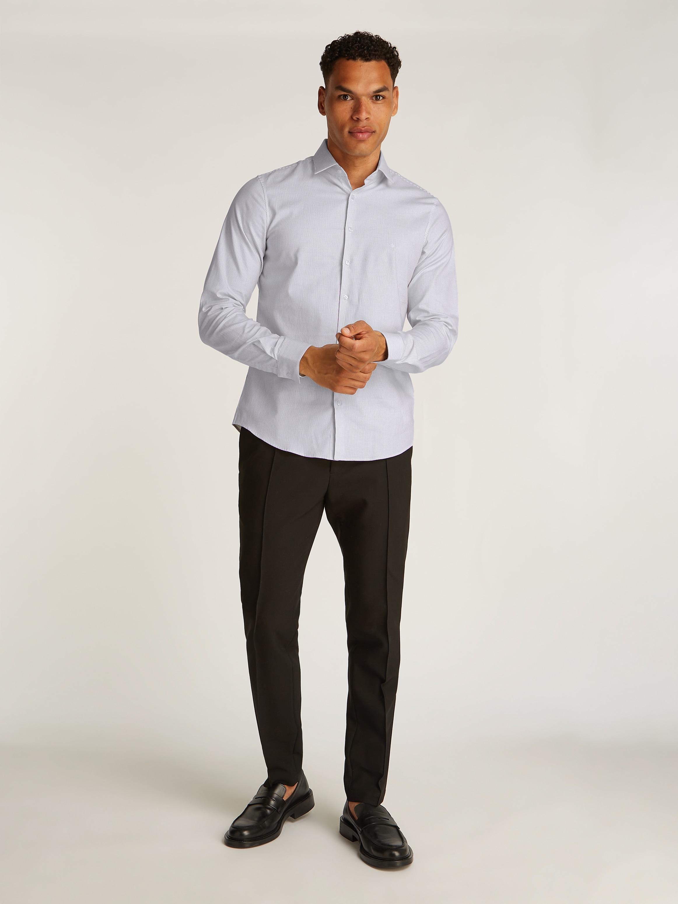Calvin Klein Businesshemd »BUSINESS STRIPE SLIM SHIRT«, mit Logoprint