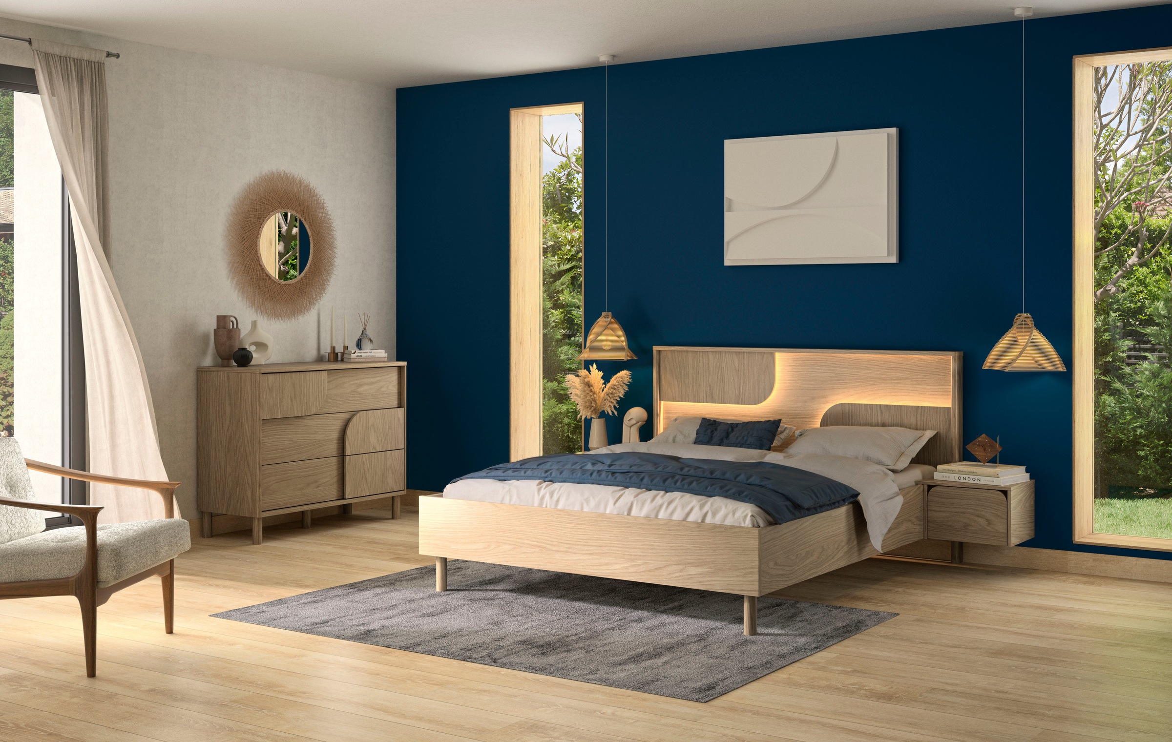 Gami Einzelbett »Galys Bett 160 x 200«, Mit Beleuchtetem Kopfteil