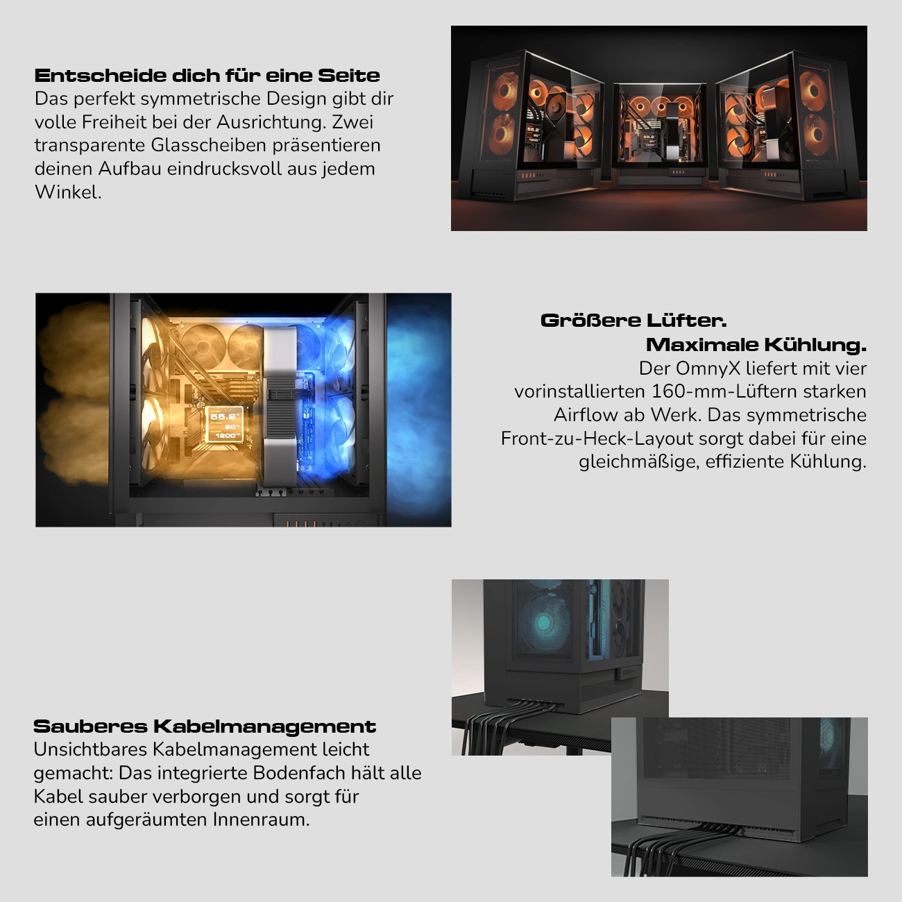 Cougar Gaming-PC »OmnyX BK 8078 AMD Ryzen 7 9700X 32GB DDR5 2TB SSD RTX 5070Ti« Windows 11, DDR5 RAM, Wasserkühlung