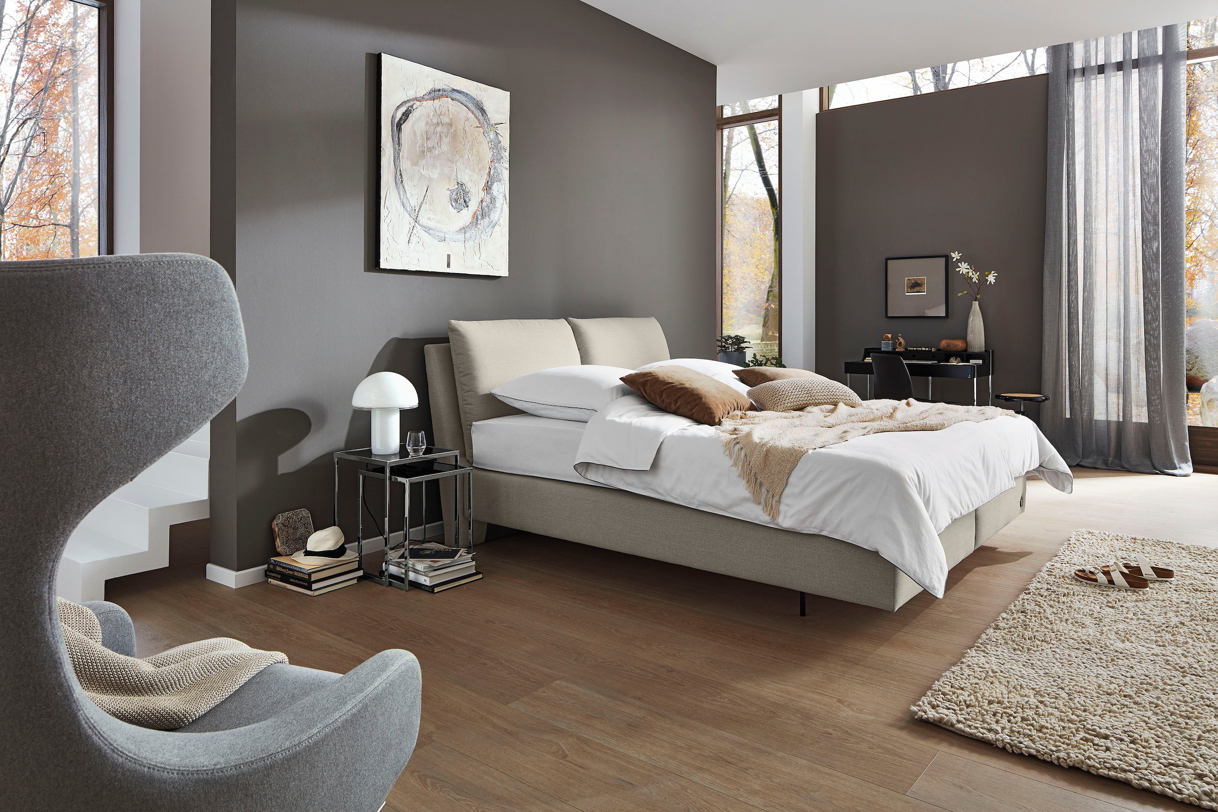 Birkenstock Boxspringbett »Linz«, mit Kopfteil in Kissenoptik