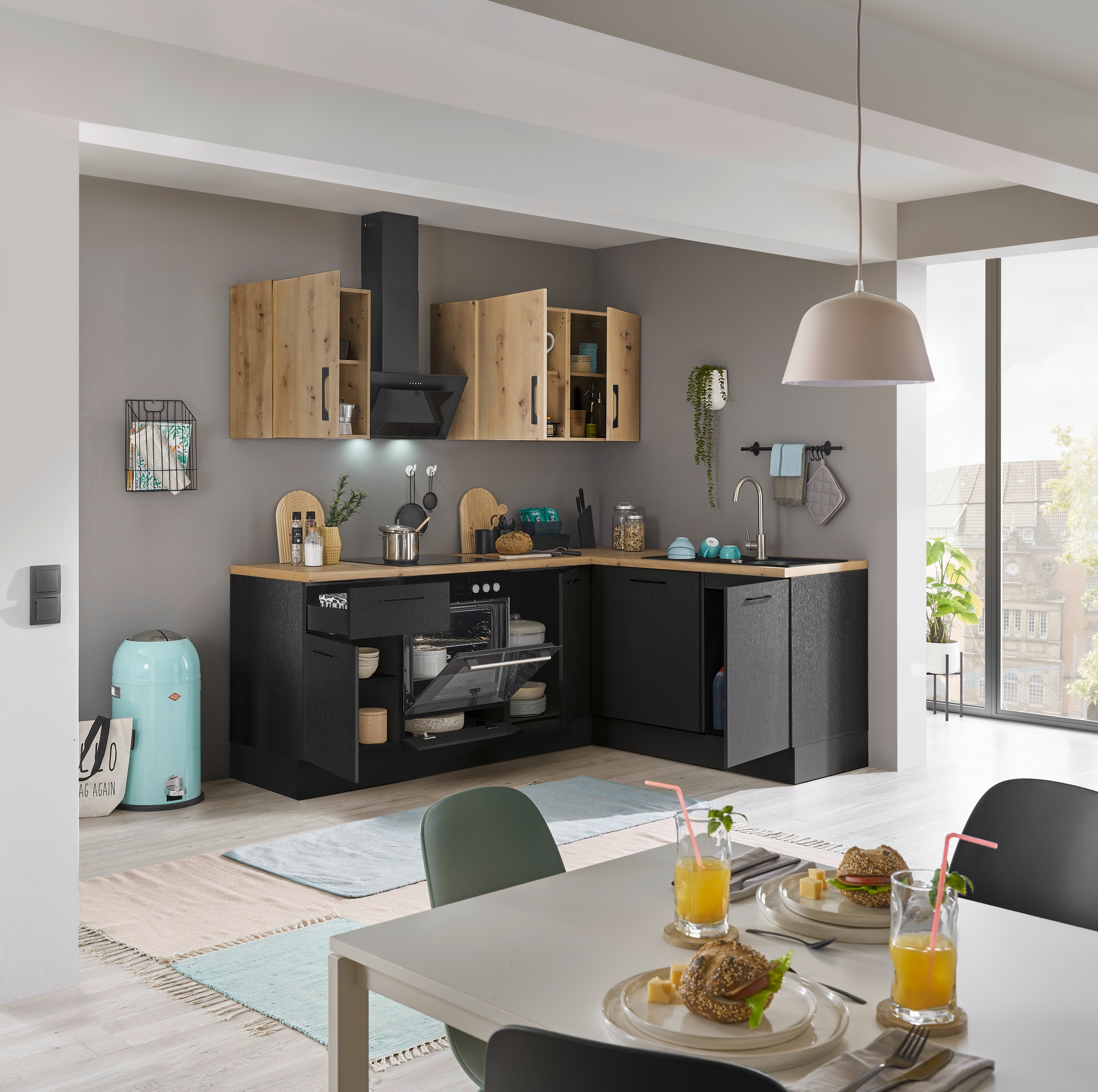 BASIC by Balculina Winkelküche »Turin«, Stellmaße 220x175 cm, wahlweise mit E-Geräten