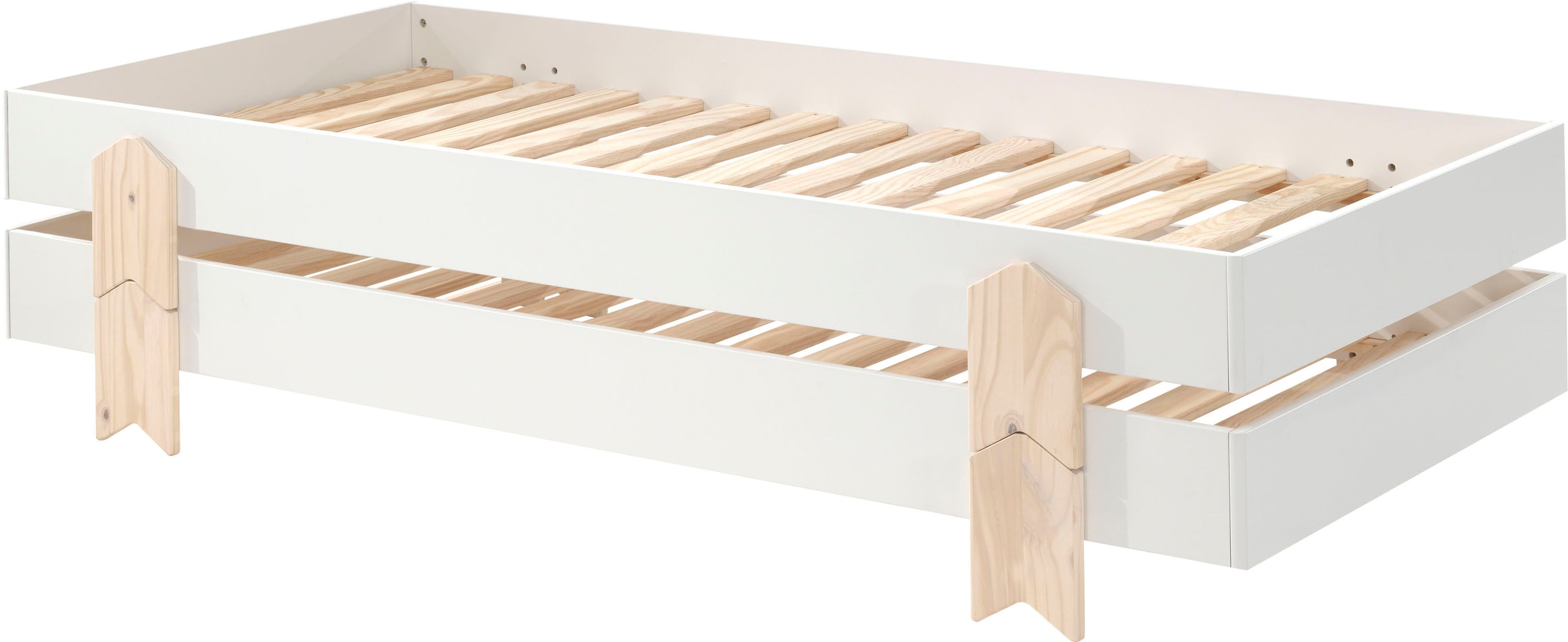 Vipack Kinderbett »Modulo«, (Made in Europe), Jugendbett, Einzelbett, Stapelbett mit Füßen in Pfeiloptik