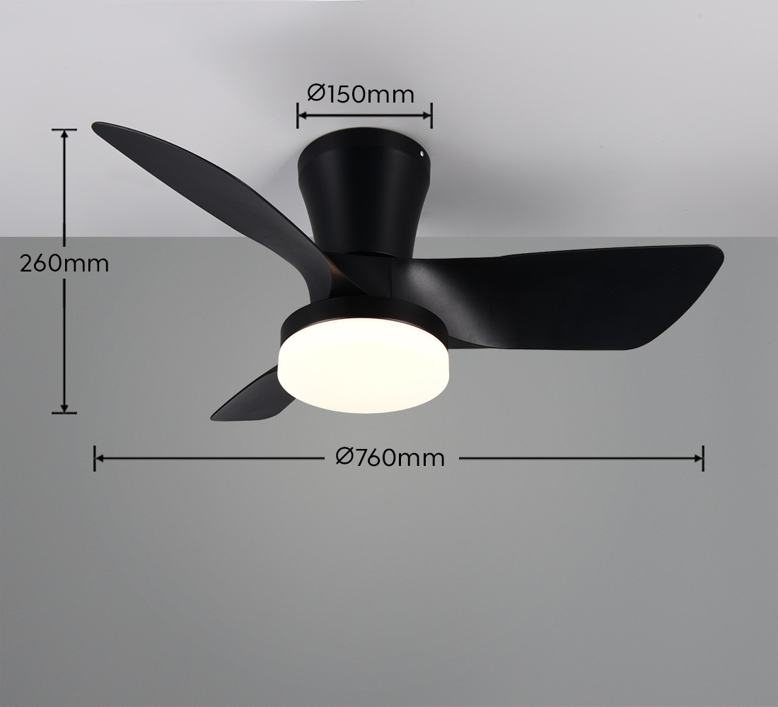 REALITY Leuchten LED Deckenleuchte »RANDERS mit Ventilator, Deckenventilator mit Licht inkl Fernbedienung«, 1 flammig, Leuchtmittel LED-Board | LED fest integriert, 6 Geschwindigkeiten Timer Vor- & Rücklauf LED dimmbar CCT Nachtlicht