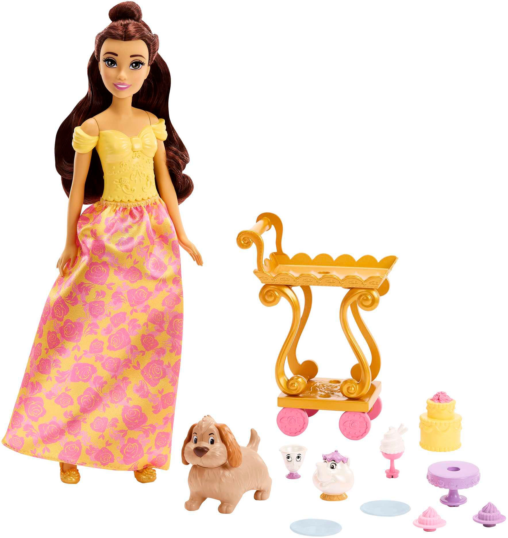 Mattel® Anziehpuppe »Disney Prinzessin, Belles Teewagen Spielset«, inklusive Puppe