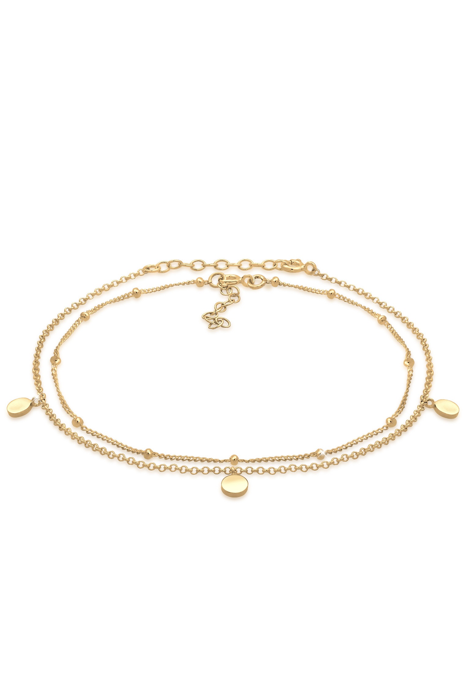 ELLI Fußkette »Ball Basic 2er Set 925 Sterling Silber« Gold 22 cm Fußkettchen für Damen ideal für den Sommerstrand