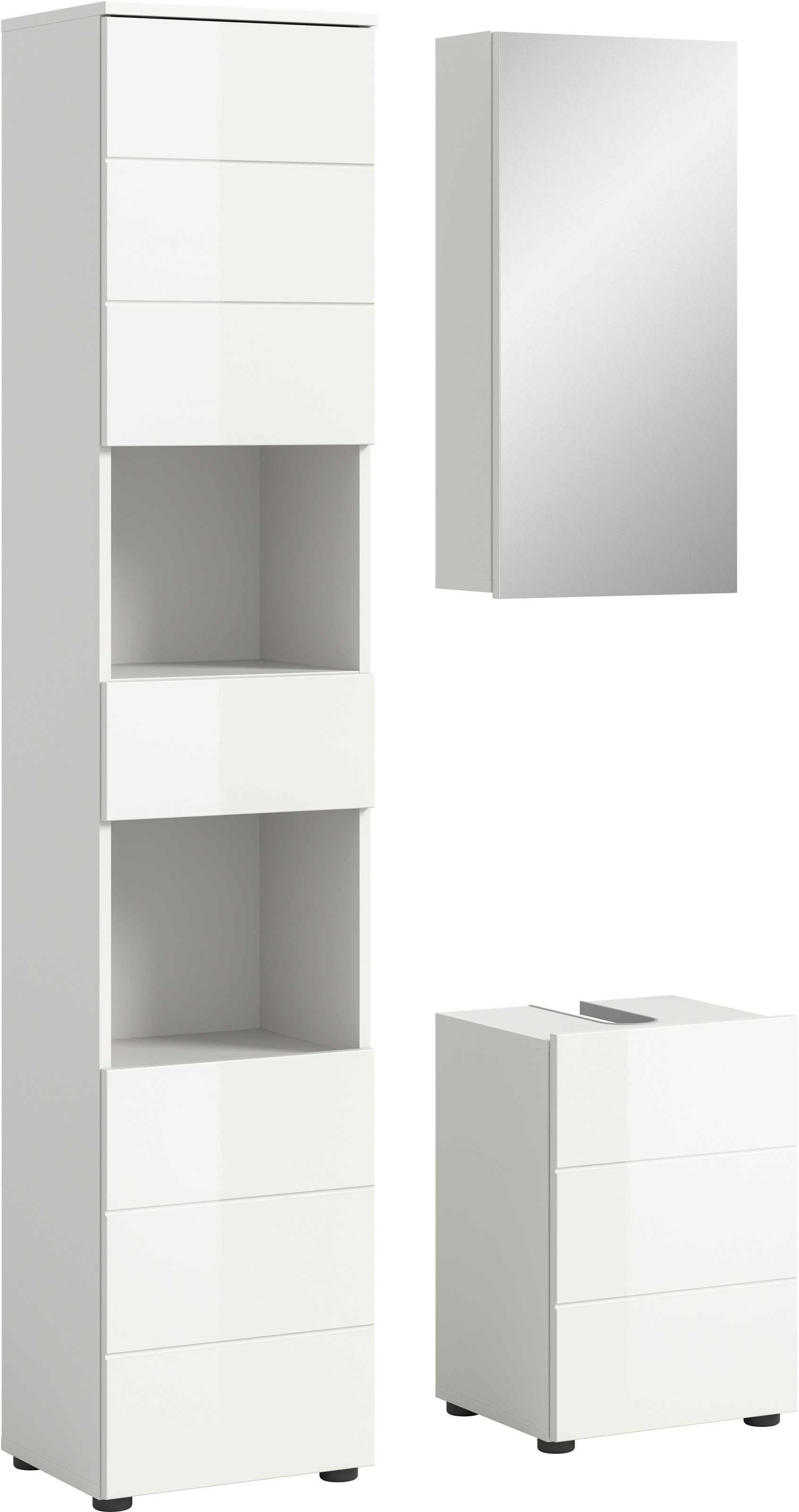 welltime Badmöbel-Set »Biel, Höhe 190 cm, Hochschrank, Unterschrank, Spiege günstig online kaufen