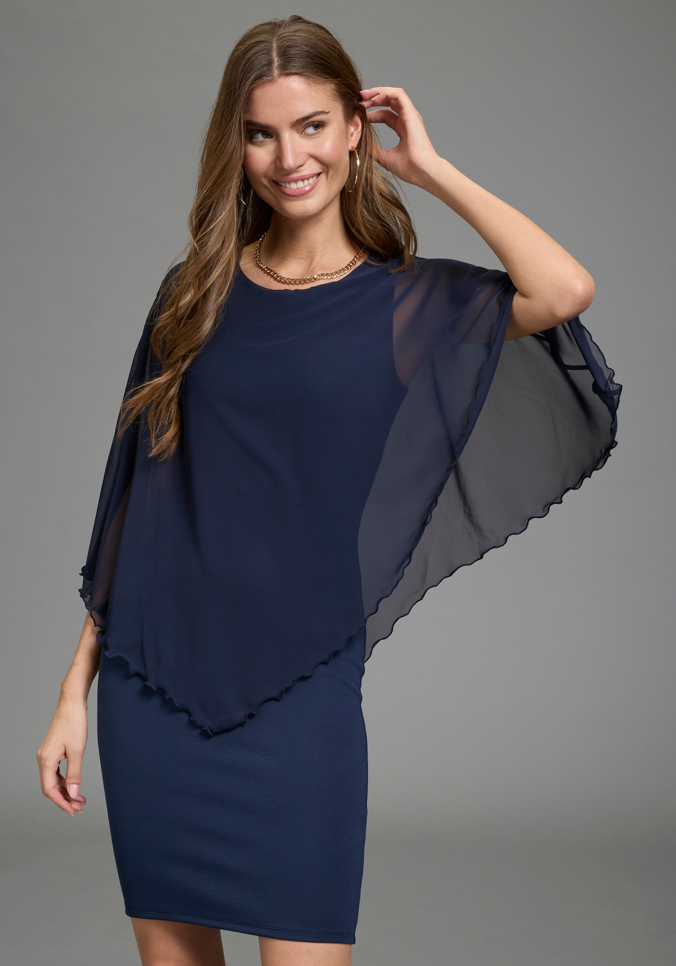 Laura Scott Abendkleid für festliche Anlässe, aus Milano Rib und Chiffon, elastisch