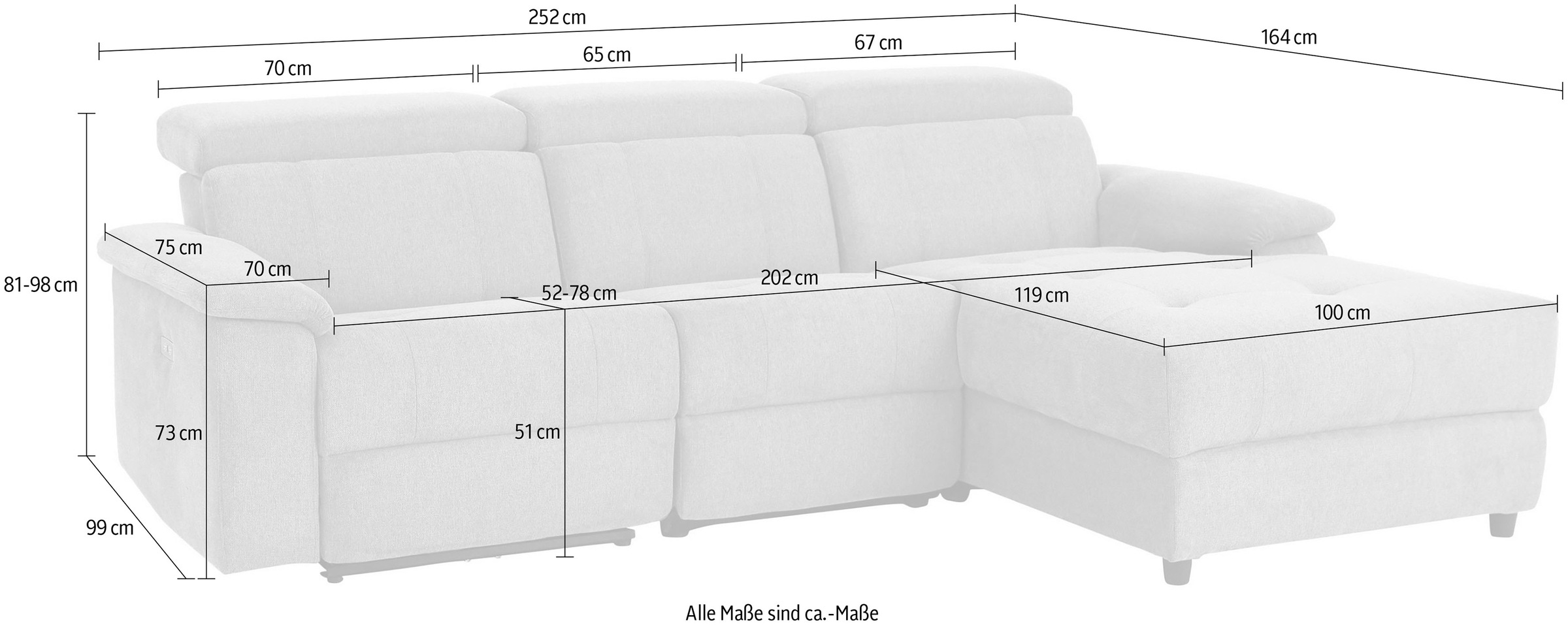 Home affaire Ecksofa »Binado, L-Form,«, mit manueller oder elektrischer Relaxfunktion mit USB-Anschluss