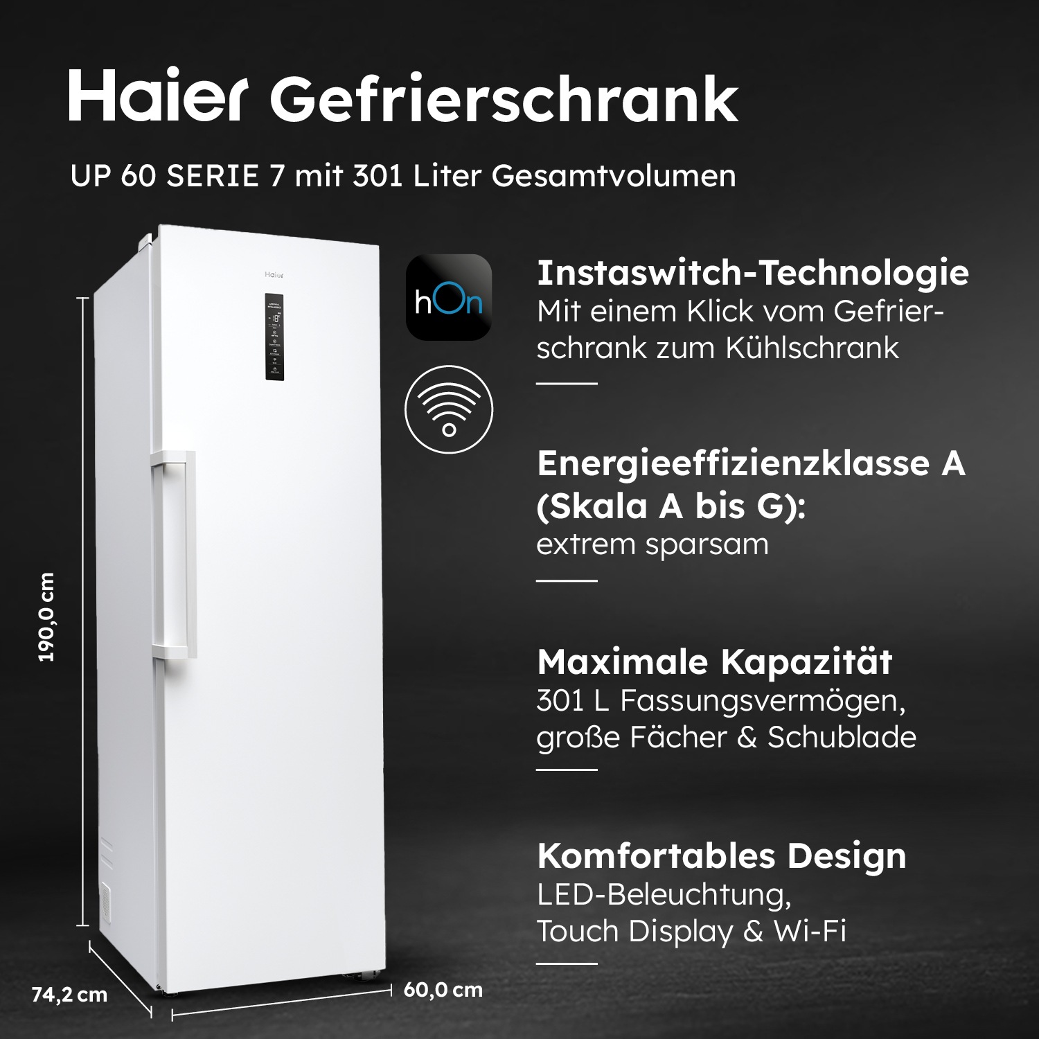 Haier Gefrierschrank »H4F306WAH1«, 190,0 cm hoch, 60,0 cm breit, TWIST ICE günstig online kaufen