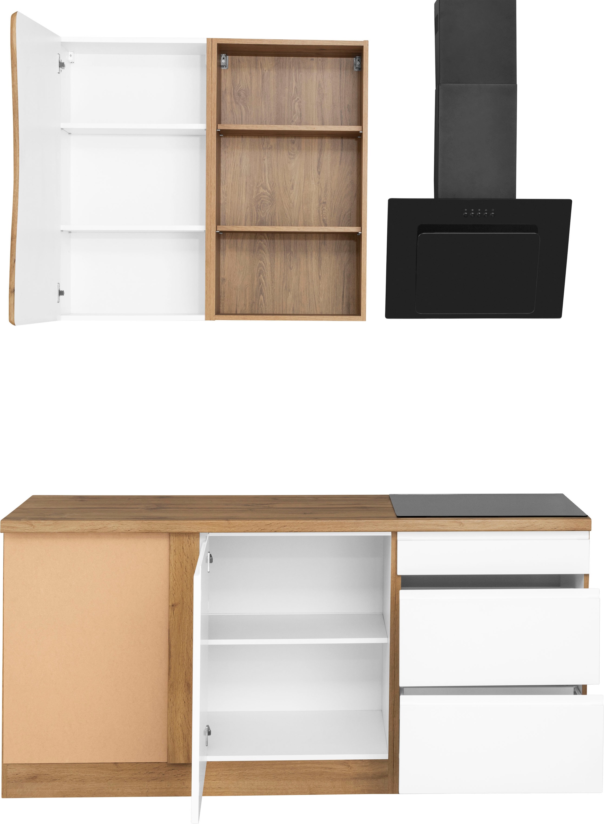KOCHSTATION Winkelküche »KS-Bruneck«, Stellbreite 380/180 cm breit, Ceran oder Induktionskochfeld, MDF