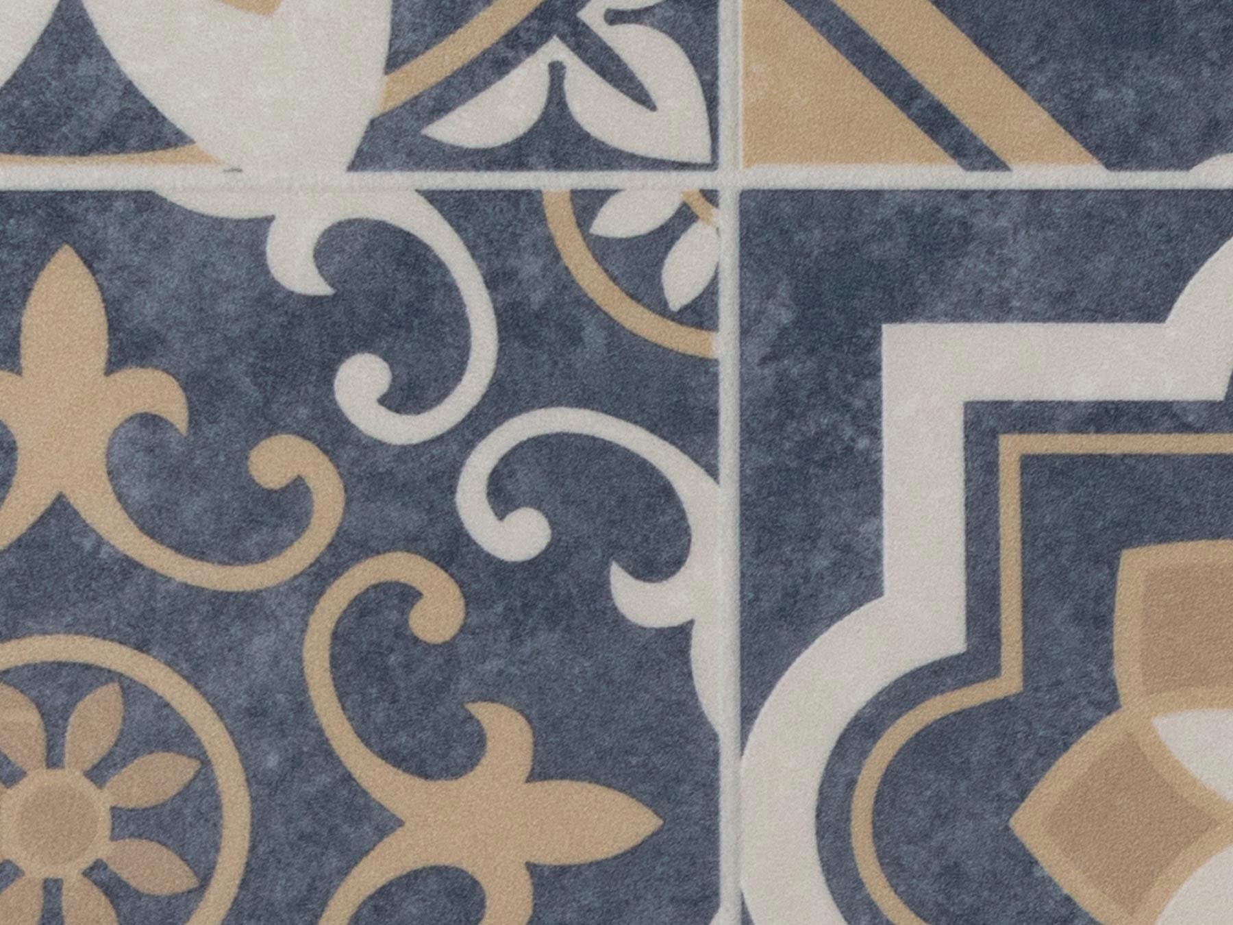 Primaflor-Ideen in Textil Vinyl-Läufer »Küchenläufer VERSAILLE, Made in Belgium«, rechteckig, 2,5 mm Höhe, Läufer aus Vinyl, abwischbar, Motiv Fliesenoptik Ornamente, Küche
