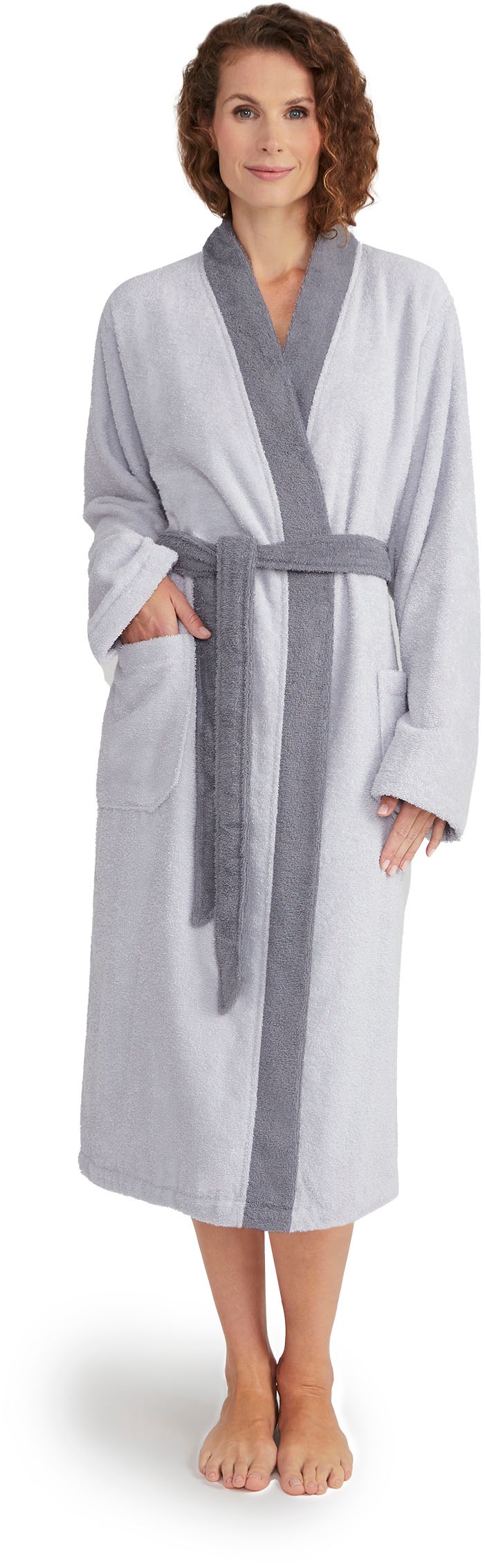 Möve Unisex-Bademantel »Superwuschel Kimono mit Blende« 1 Stk. tlg., ideal für Sauna & Spa, Hotelbademantel