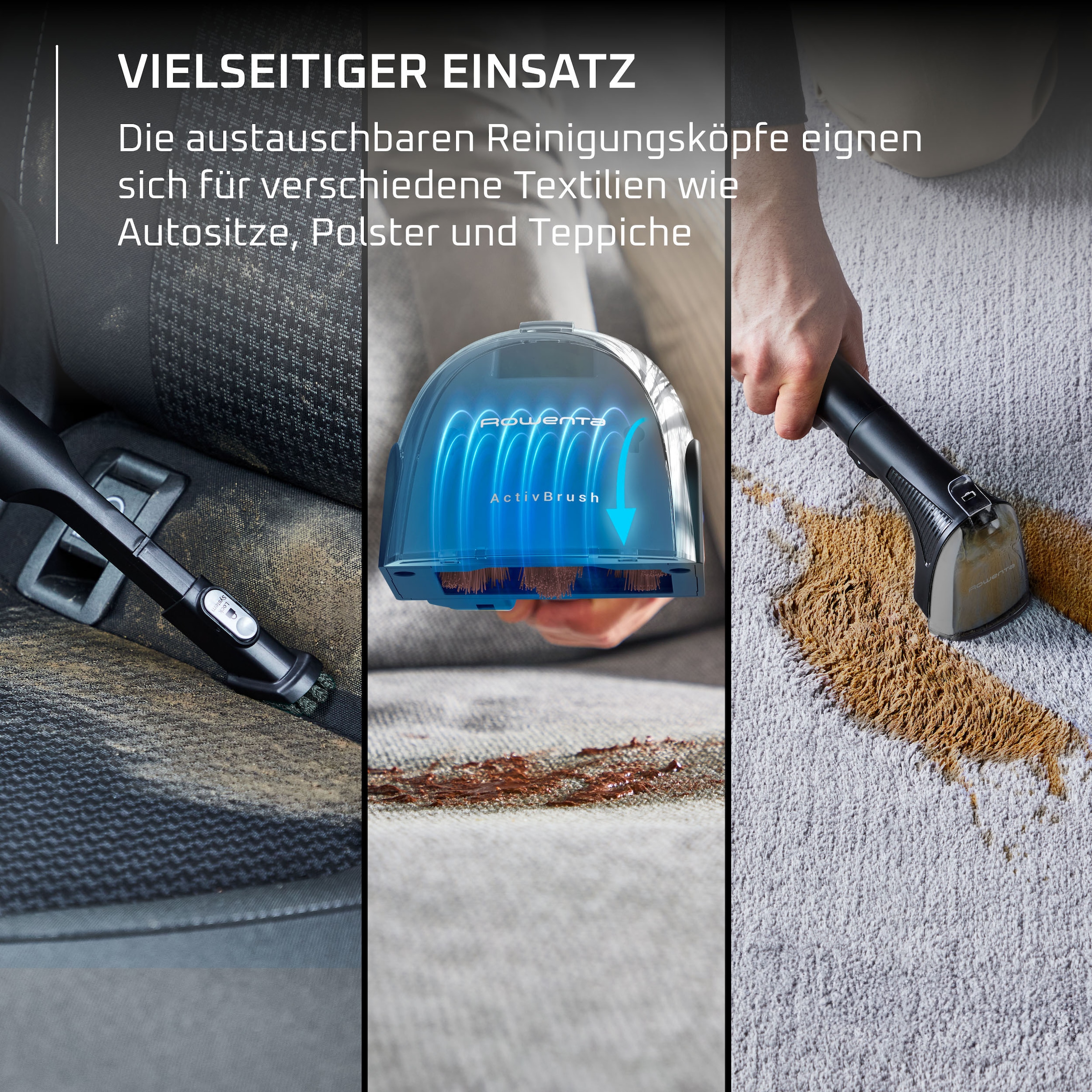 Rowenta Teppichreinigungsgerät »Fleckenentferner IN7011 Clean It Hot & Cold« PowerHeat 60 °C, 2,3 l/1,5 l Tanks, Auto‑Clean, rotierende ActivBrush