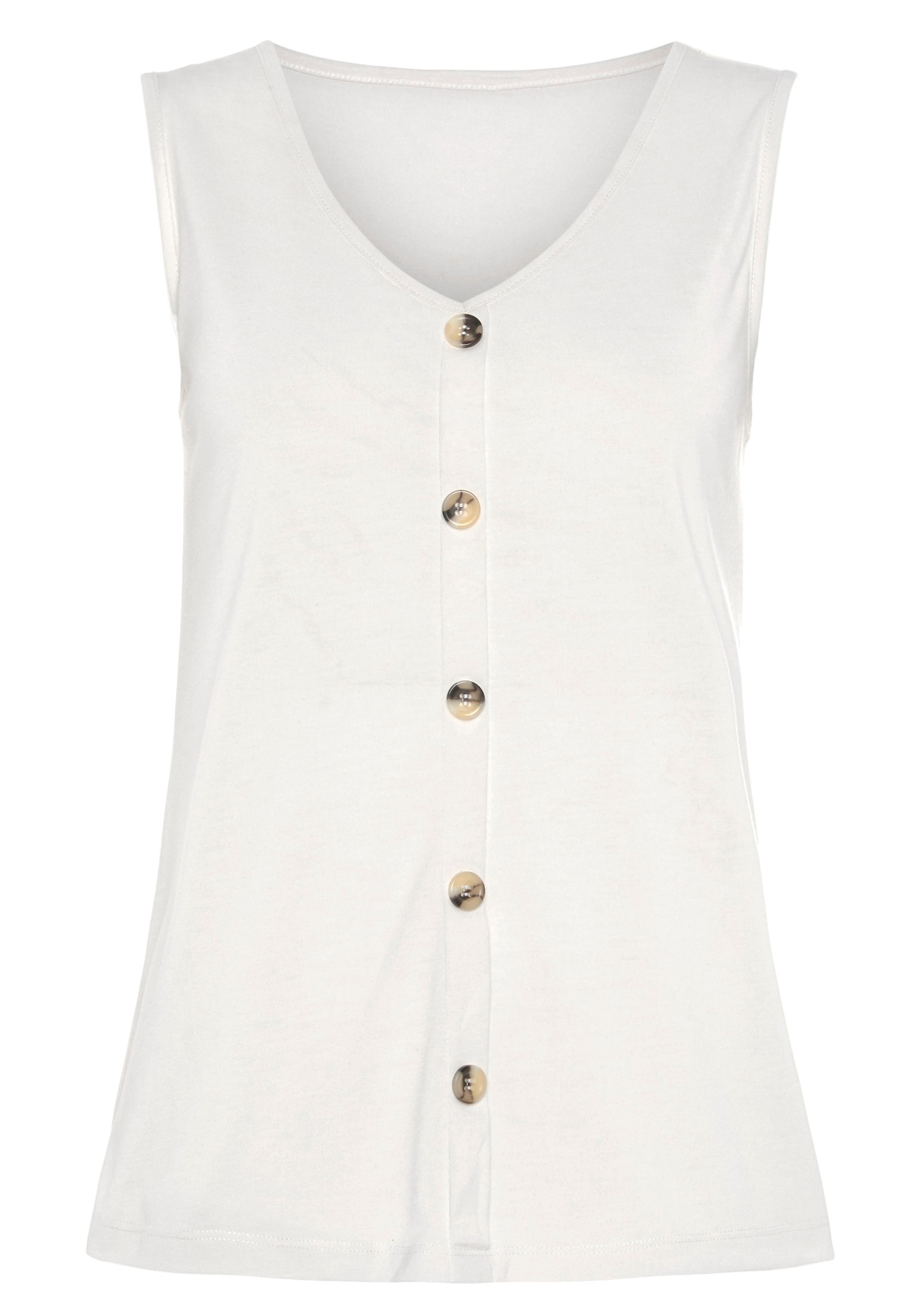 LASCANA Shirttop »mit Zierknopfleiste«, (2er-Pack), aus pflegeleichter Qualität
