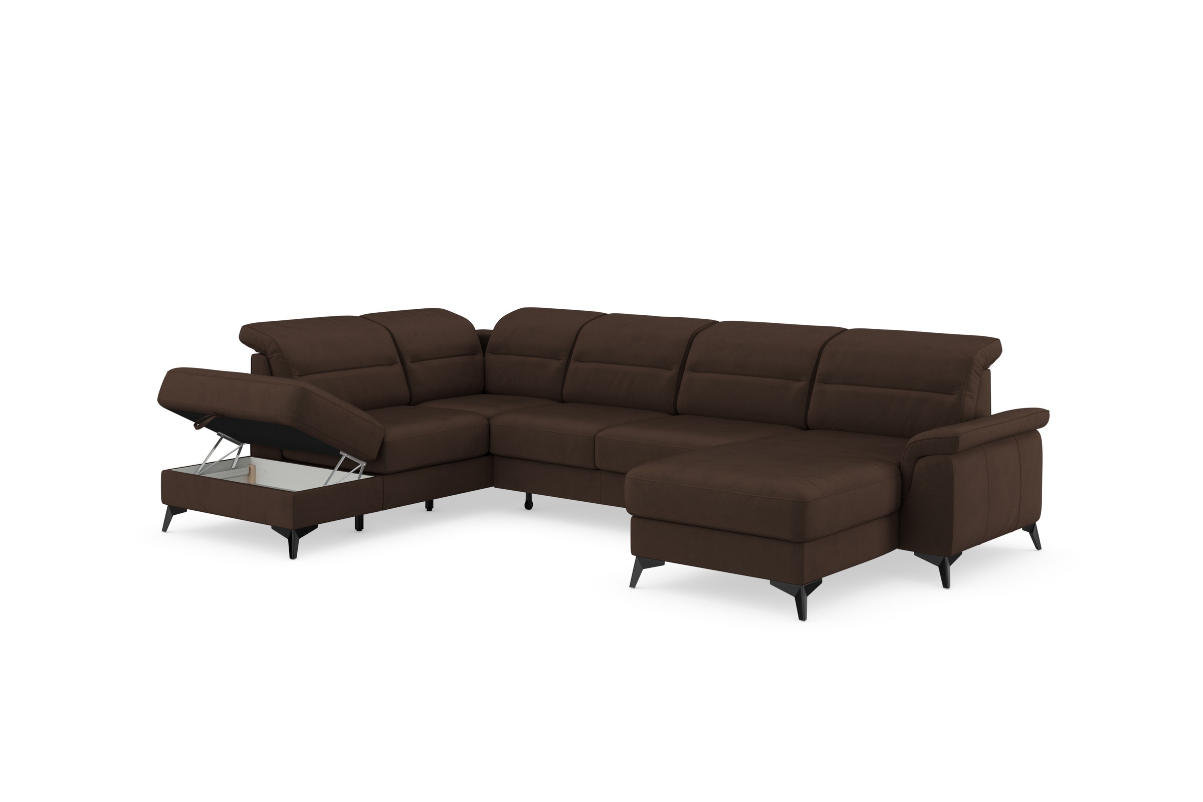 sit&more Wohnlandschaft »Sinatra U-Form«, optional mit Kopfteilverstellung und Armteilfunktion, Metallfüße
