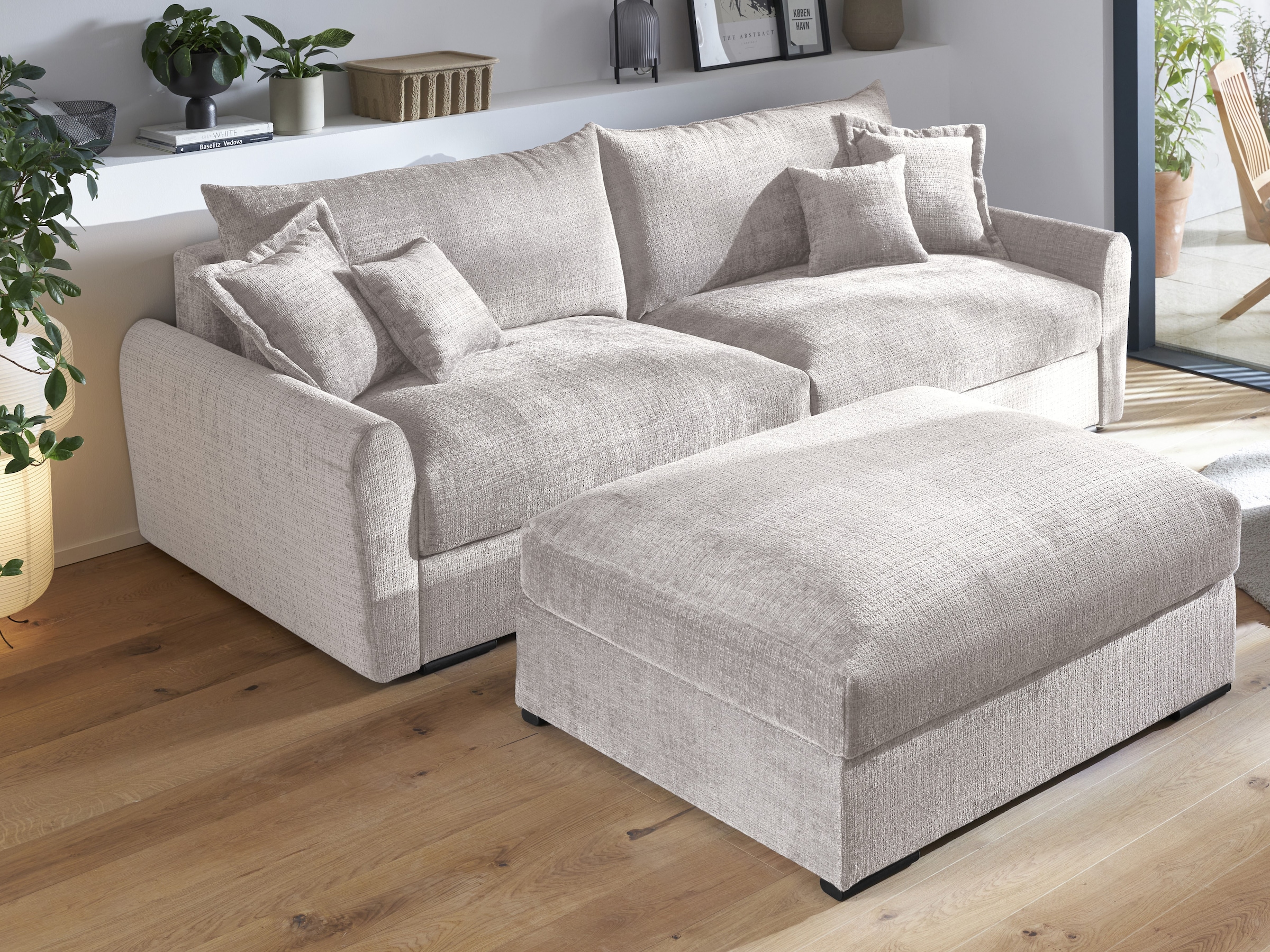 Home affaire Big-Sofa »Finca XL, B: 190 cm« 4 Zierkissen, Mega-Sofa, in Cord oder Chenille-Struktur, Federkern