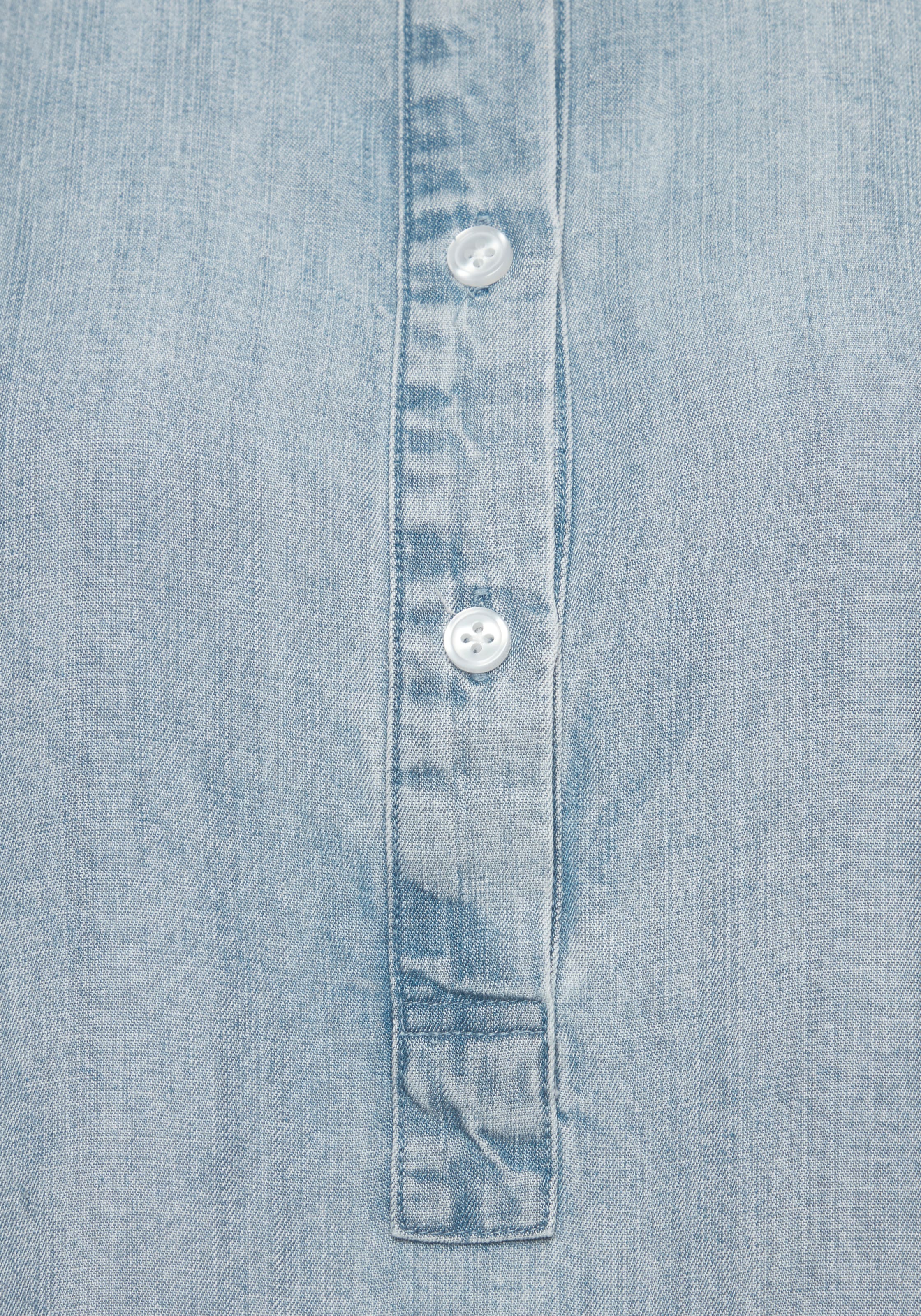 Vivance Kurzarmbluse »aus leichter Lyocellware mit kurzer Knopfleiste und Ärmelaufschlag« Bluse aus Jeansware, kurzärmlige Sommerbluse, leichte Jeansbluse