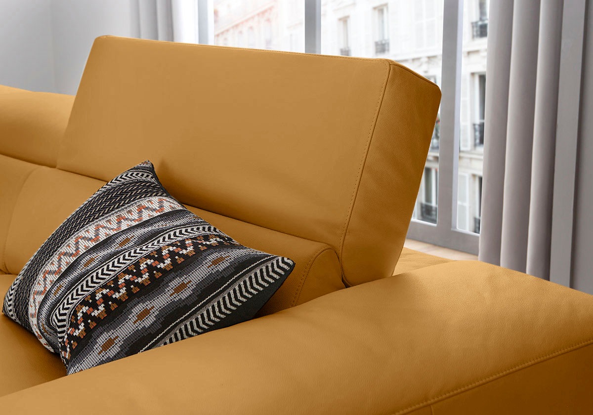W.SCHILLIG Ecksofa »piedroo, Designsofa mit tollem Sitzkomfort, bequem und elegant, L-Form«, Kopfteilverstellung, wahlweise mit Sitztiefenverstellung, Breite 343cm