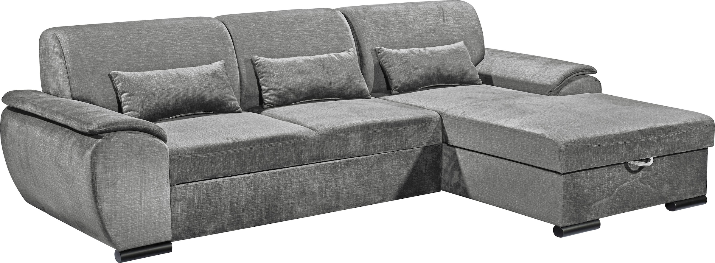 ED EXCITING DESIGN Ecksofa »Tampa L-Form«, mit Bettfunktion, Bettkasten & 3 Nierenkissen