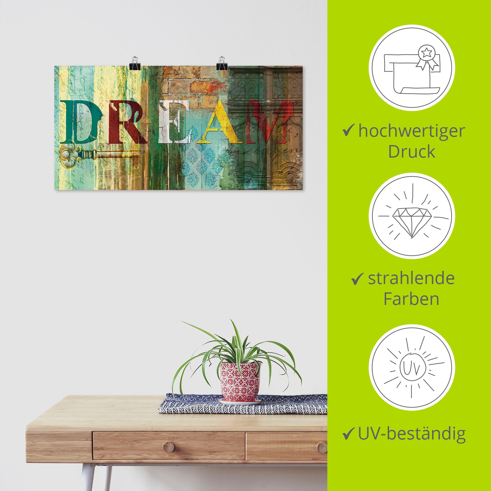 Artland Wandbild »Traum« Sprüche & Texte 1 Stk. tlg. als Leinwandbild, Poster in verschied. Größen