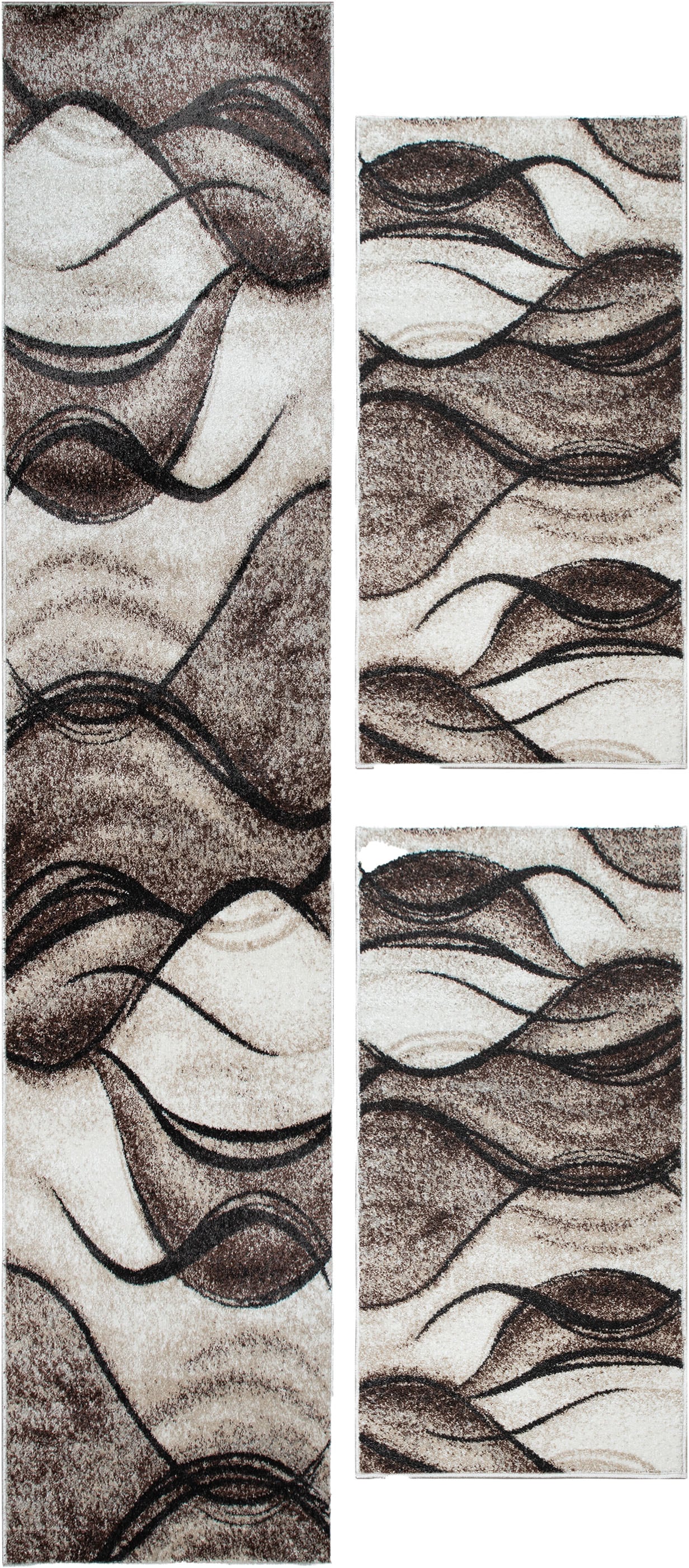my home Bettumrandung »Tritom«, (3 tlg.), mit besonders weichem Flor, Kurzflor, modernes Wellen Muster