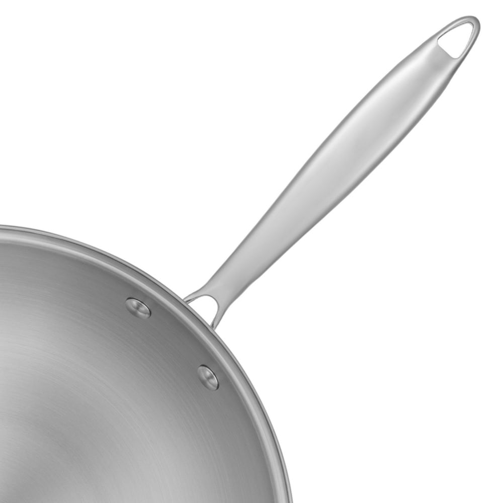 RESTO Kitchenware Wok »Crater tiefe Pfanne aus Tri-Ply (Edelstahl + Aluminium + Edelstahl)«, Edelstahl 18/10, (1 tlg.), Energieeinsparung 25% durch die dreilagige Basis, ofenfest