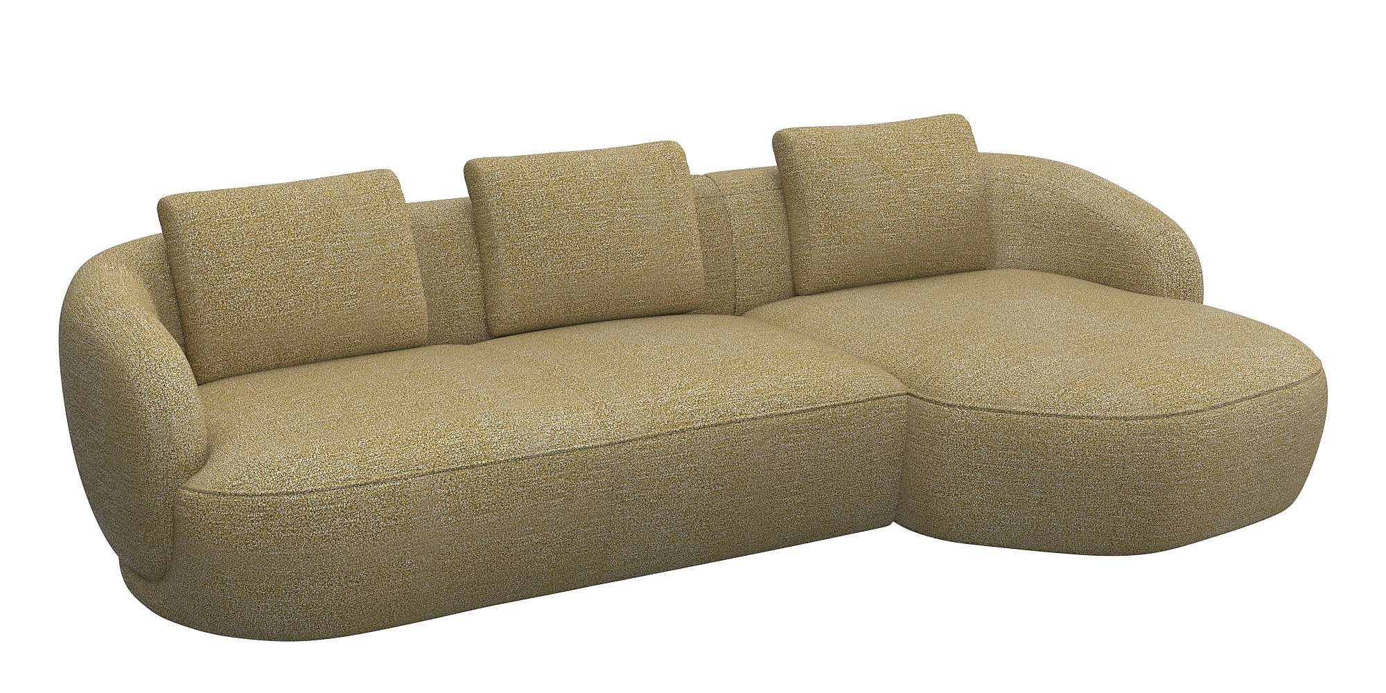 FLEXLUX Wohnlandschaft »Torino, rund, L-Form, Sofa-Ecke mit Recamiere, Longchair-Sofa«, Modernes, organisches Sofa-Design, Kaltschaum, Wellenunterfederung