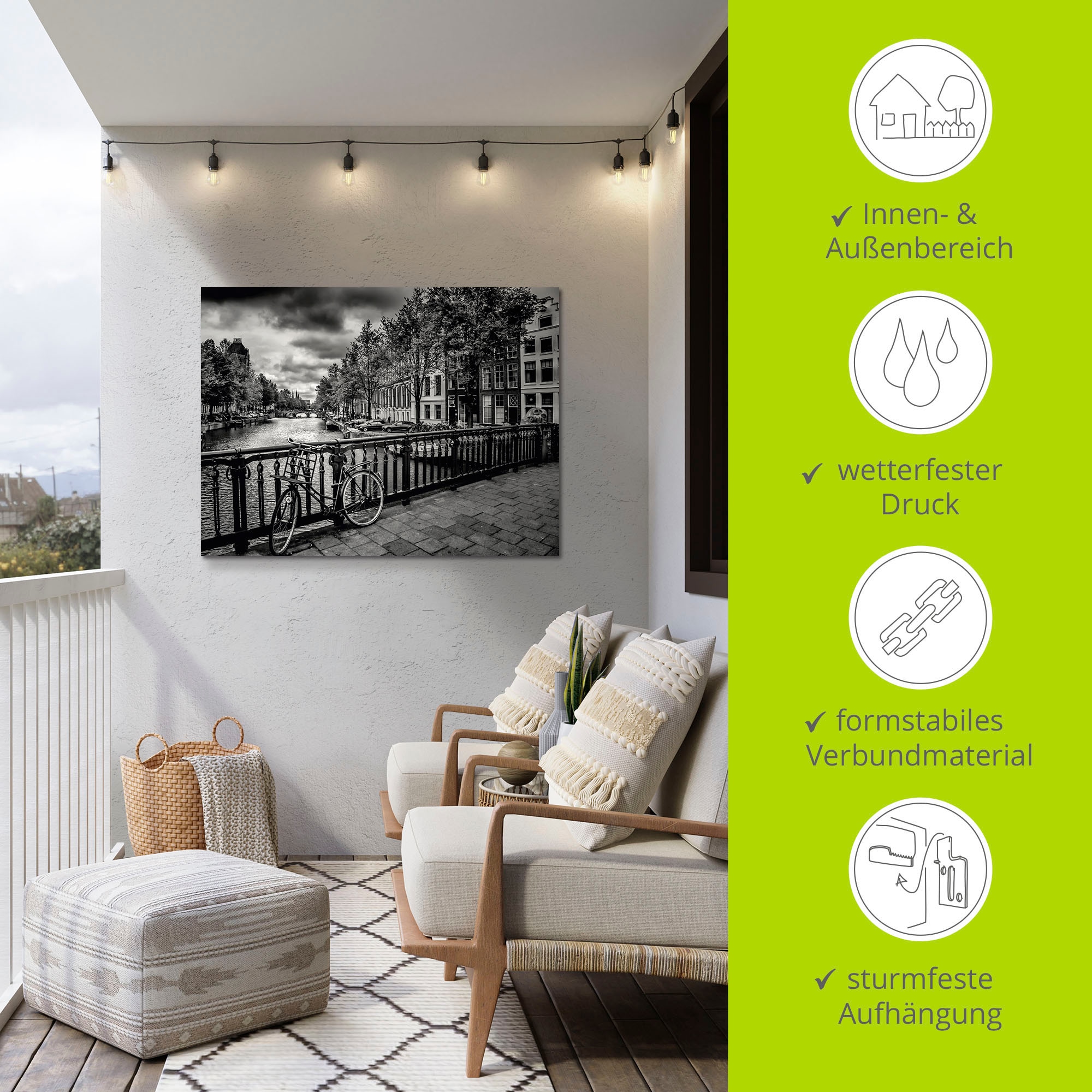 Artland Alu-Dibond-Druck »Amsterdam Keizergracht I«, Niederlande, (1 St.), für Innen- und Außenbereich geeignet, Outdoorbild