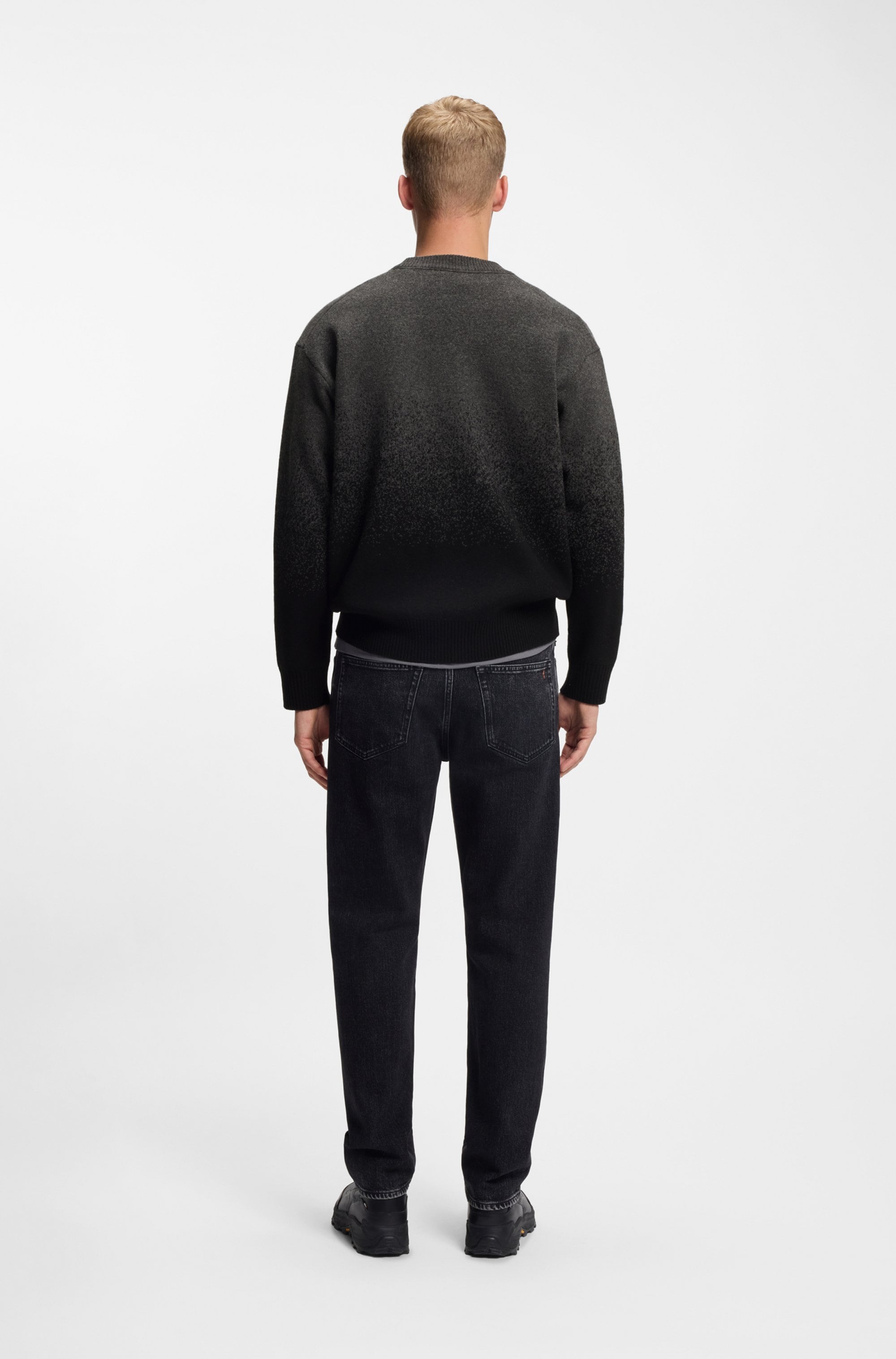 BOSS ORANGE Jacquardpullover »Kalbrush« Rundhalsausschnitt, Relaxed Fit, Jacquard-Strick mit Farbverlauf