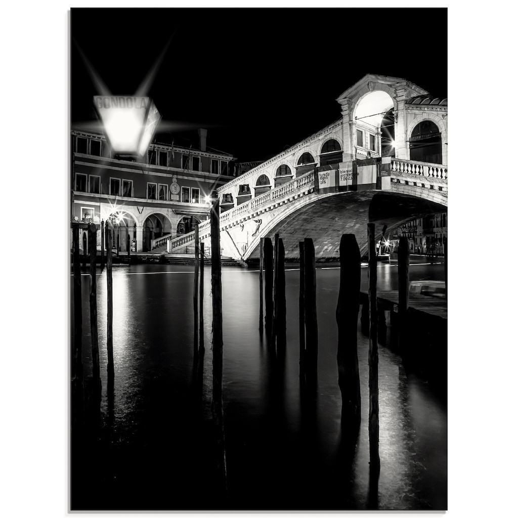 Artland Glasbild »Venedig Canal Grande & Rialto Brücke I«, Brücken, (1 St.)