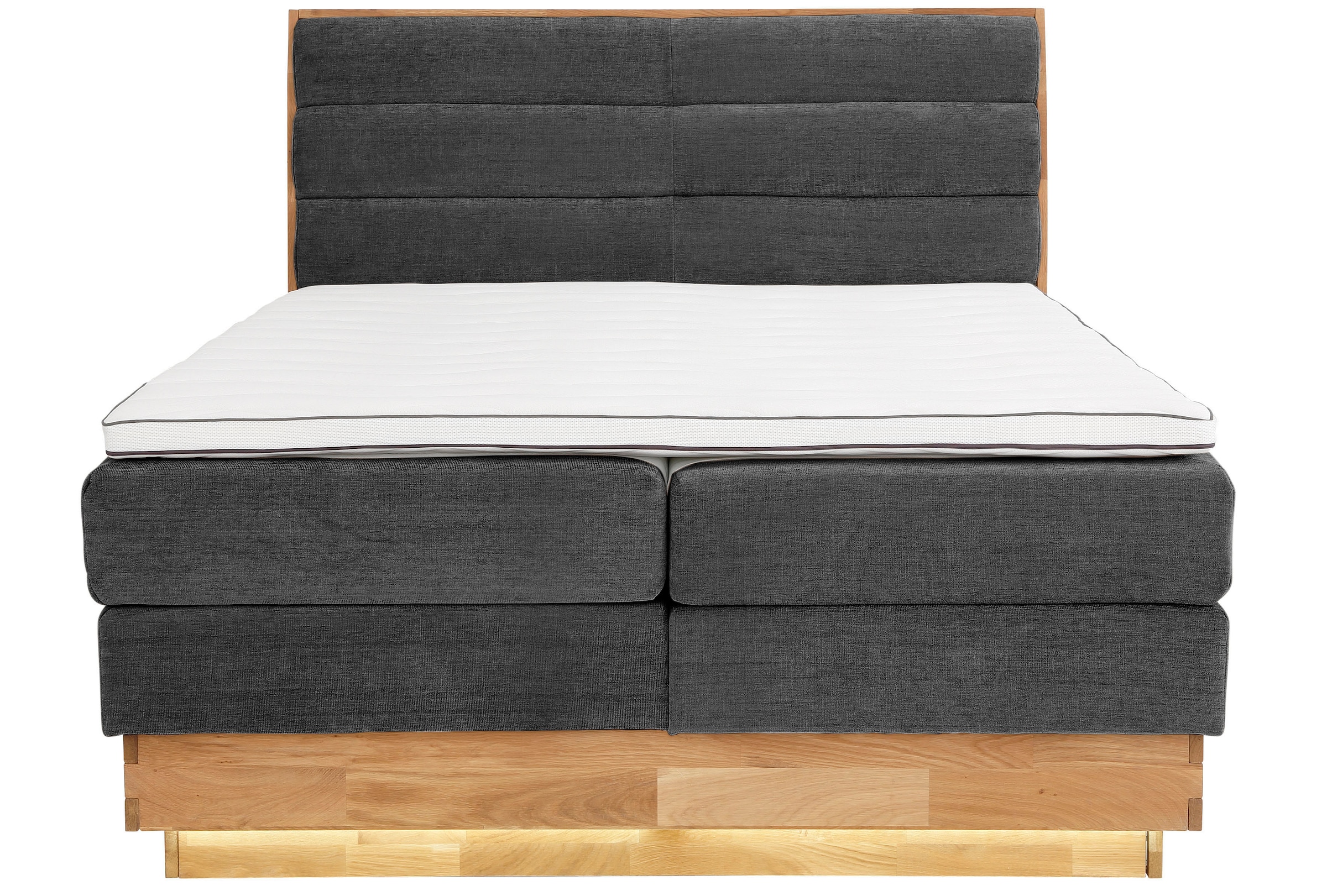 OTTO home Boxspringbett »JENNA in verschiedenen Farben und Breiten erhältlich« LED-Beleuchtung, mit zertifizierten, recycelten Bezugsstoffen