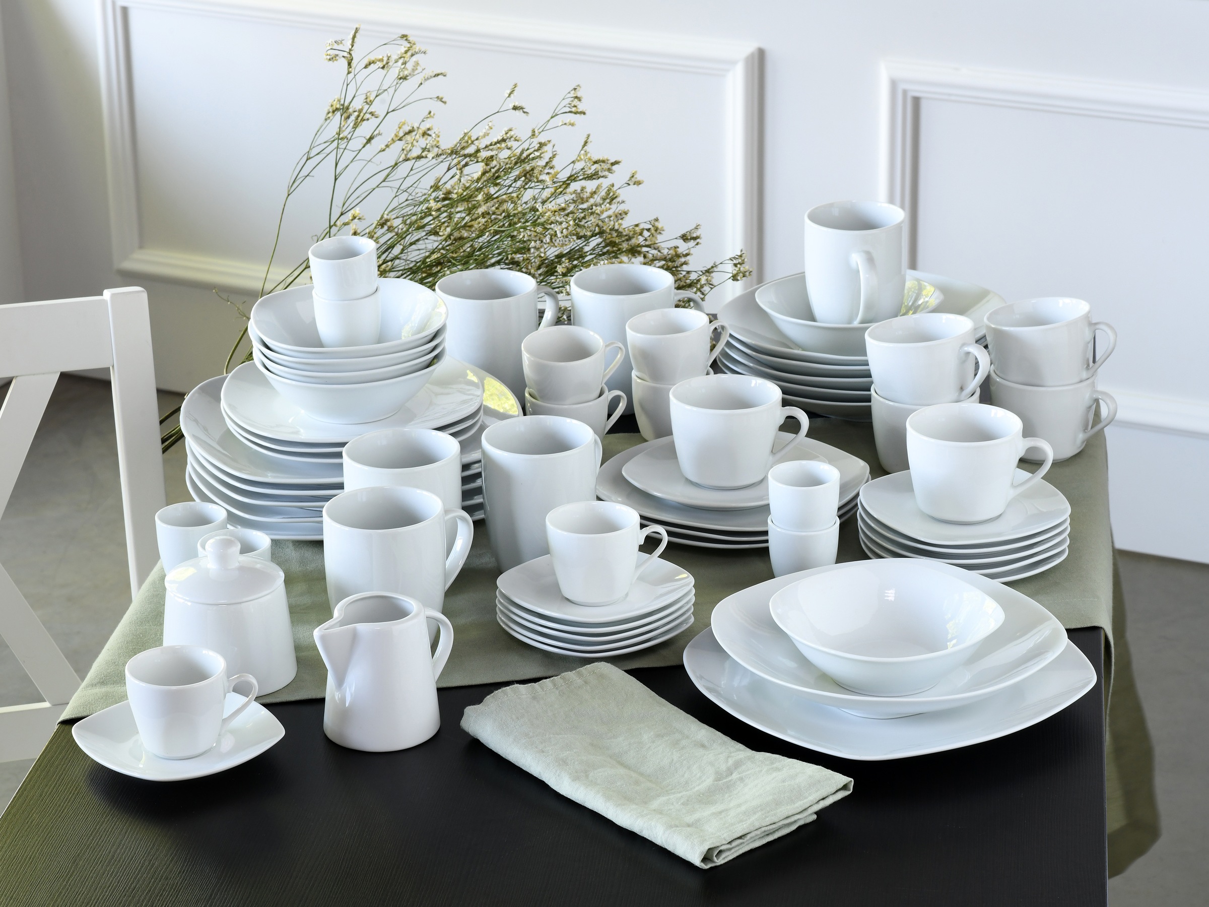 CreaTable Kombiservice »Square Weiß, Kombi-Service 62-tlg«, (Set, 62 tlg.), günstig online kaufen