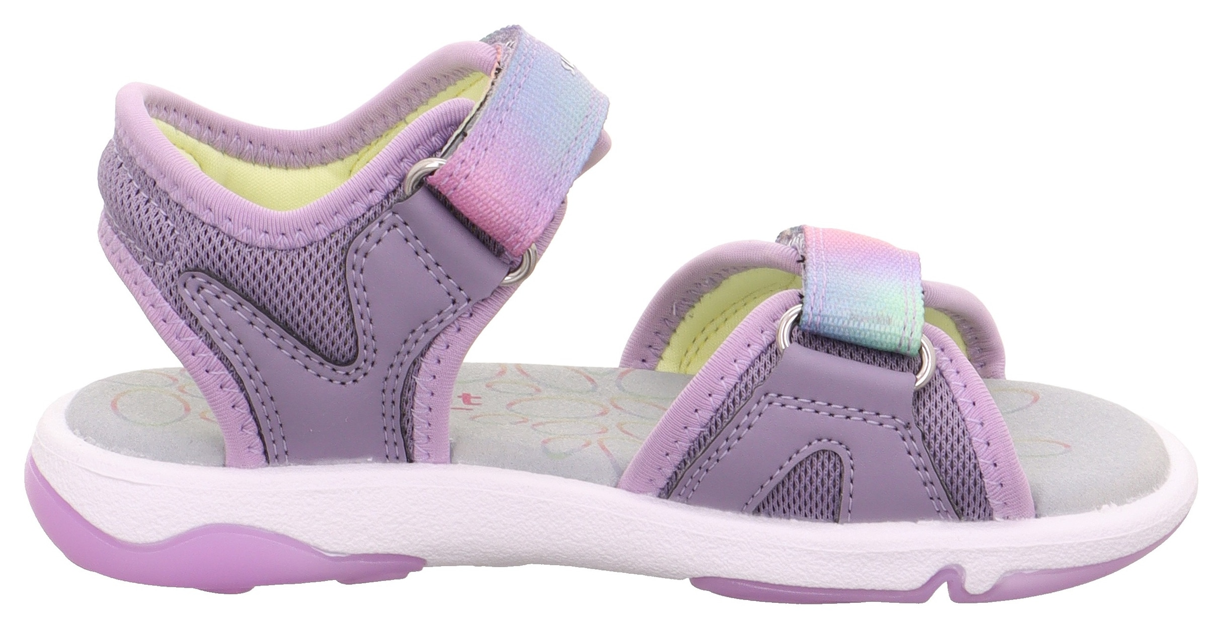 Superfit Sandale »PEBBLES WMS: mittel«, Sandalette mit süßem Glitzerverschluss, Größenschablone zum Download