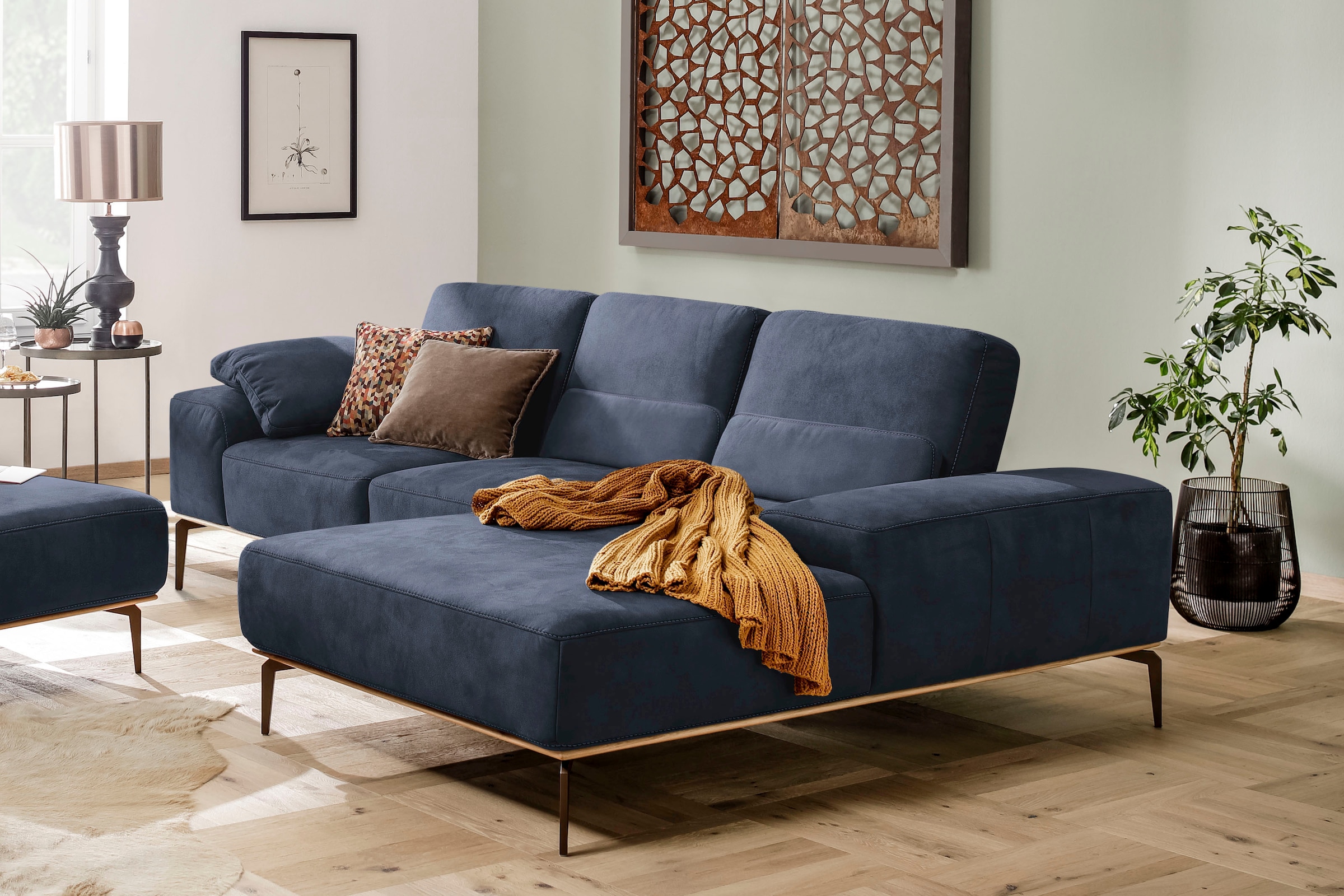 W.SCHILLIG Ecksofa "run", mit Holzsockel, Füße in Bronze pulverbeschichtet, günstig online kaufen