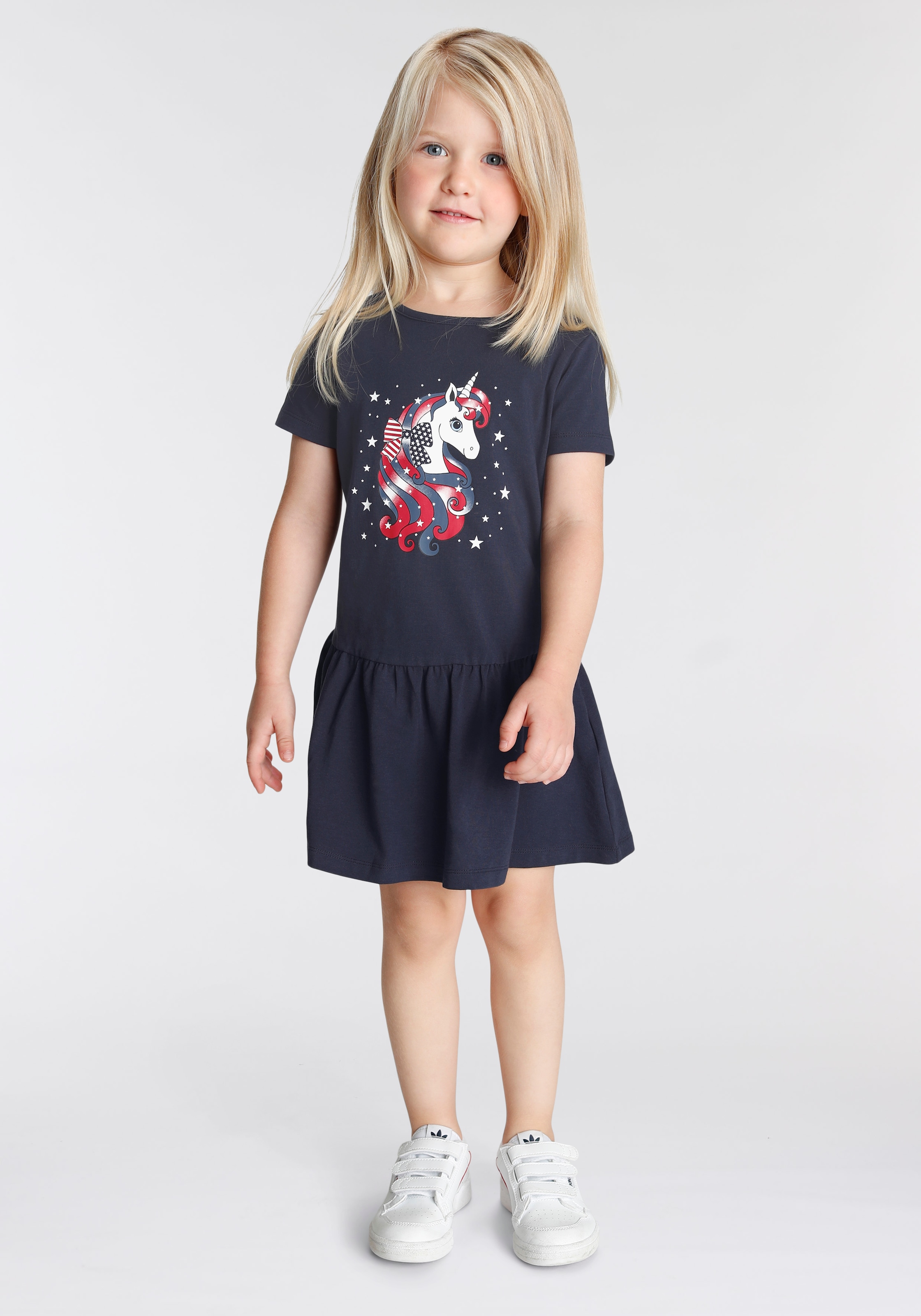 KIDSWORLD Jerseykleid »mit Einhorn« aus Baumwolle und Elasthan,  kurzärmelig