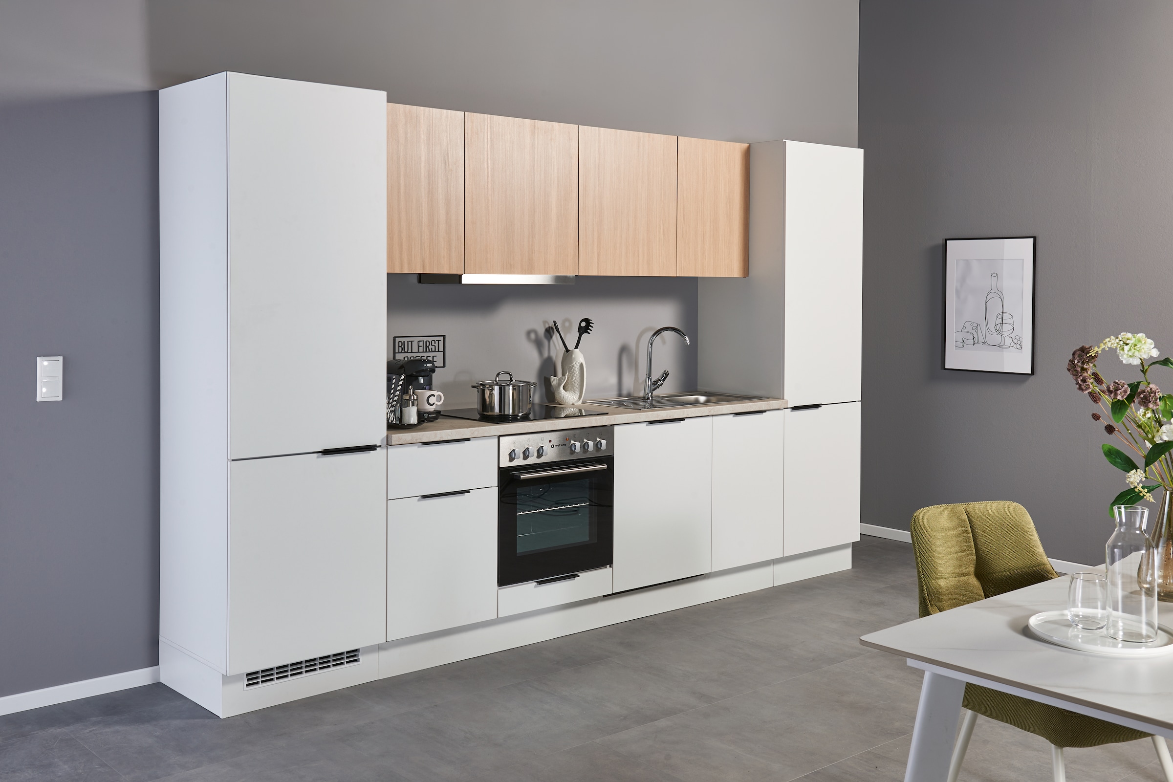 BASIC by Balculina Küchenzeile »Makrona B/H/T 340x215x60 cm« Breite 340 cm, wahlweise mit E-Geräten und Induktion